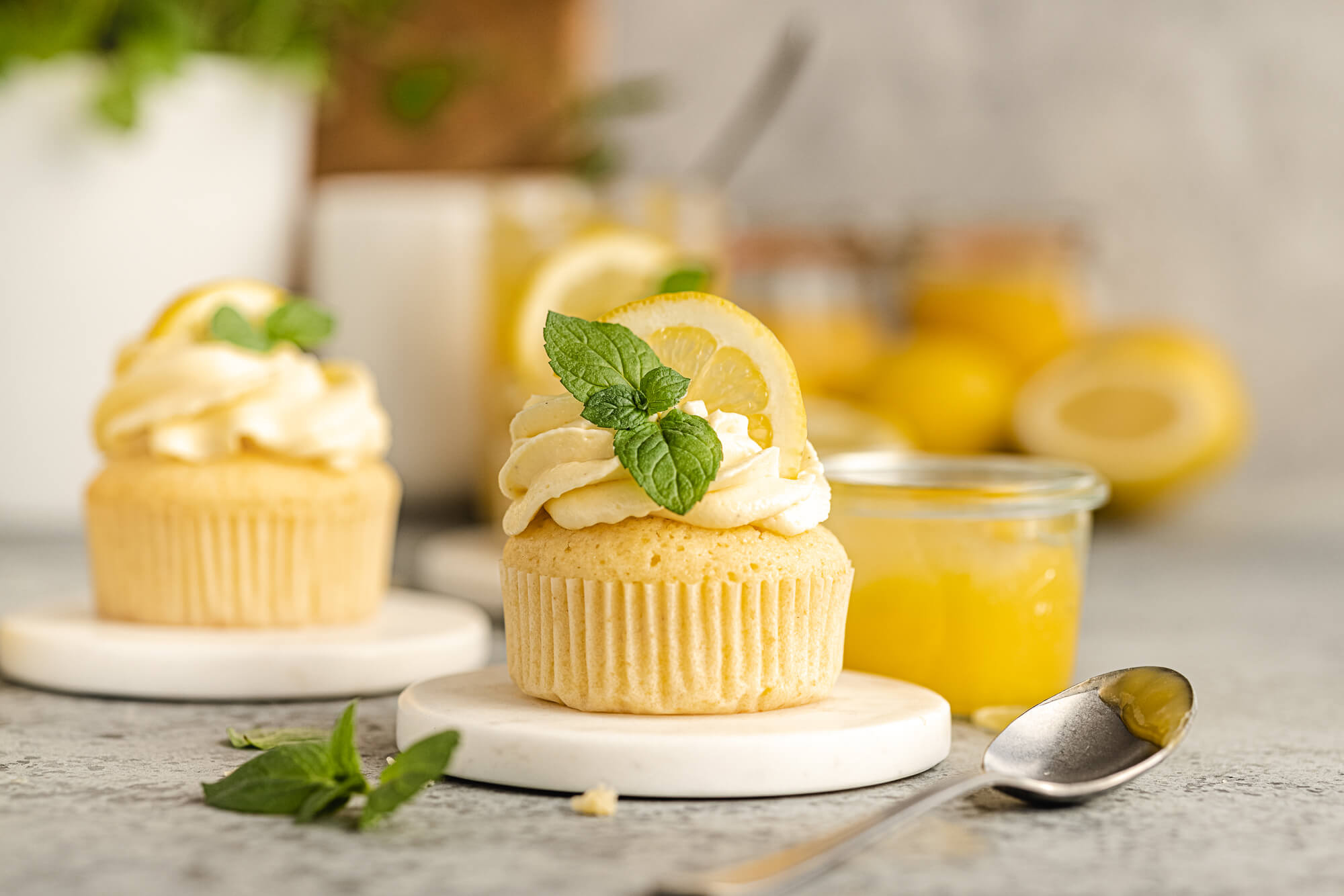 Lemon cupcakes, Tangy lemon curd, Creamy frosting, Zesty delight, 2000x1340 HD Desktop