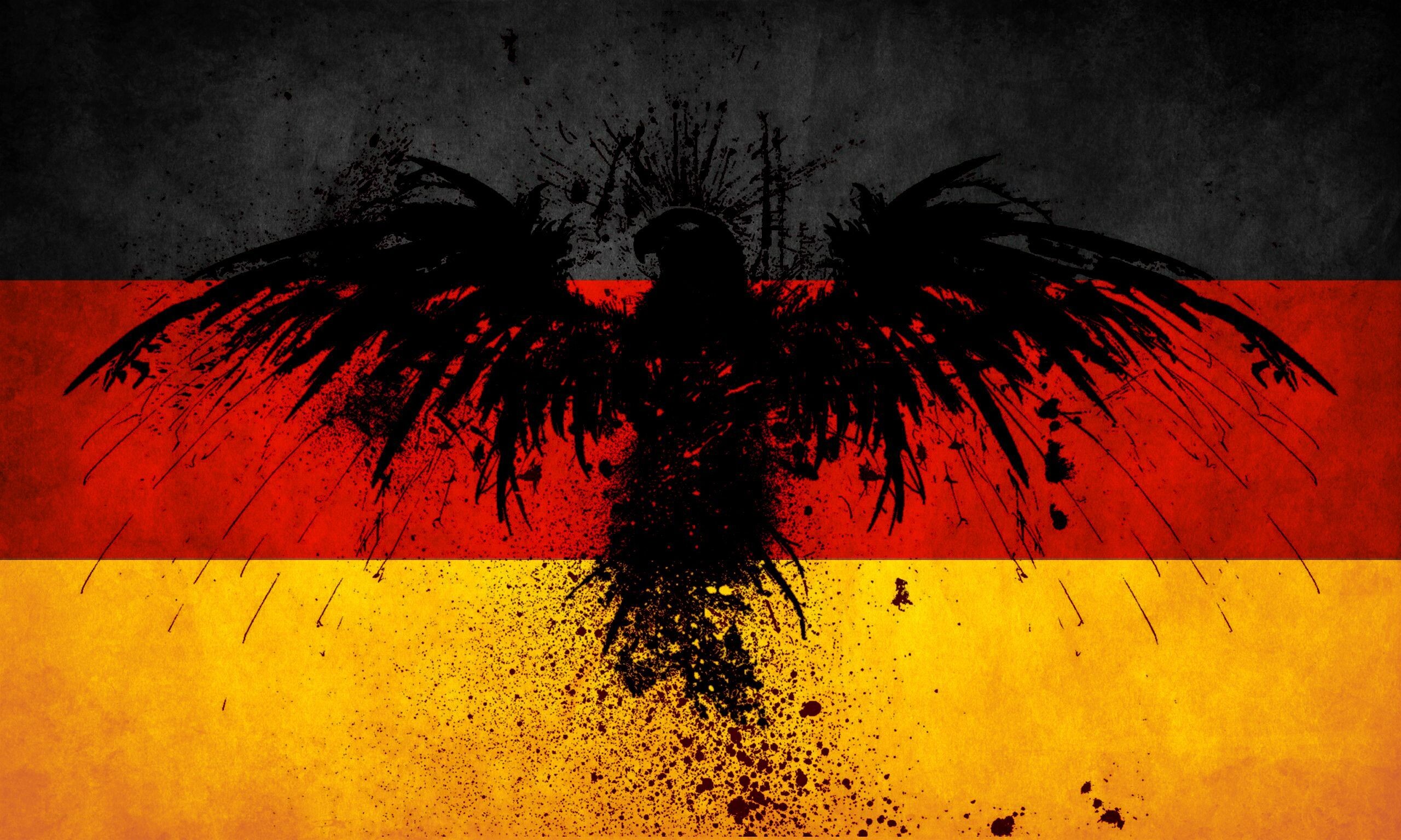Flag of Germany: The coat of arms, The Federal Eagle, The oldest national symbol used in Europe. 2560x1540 HD Wallpaper.