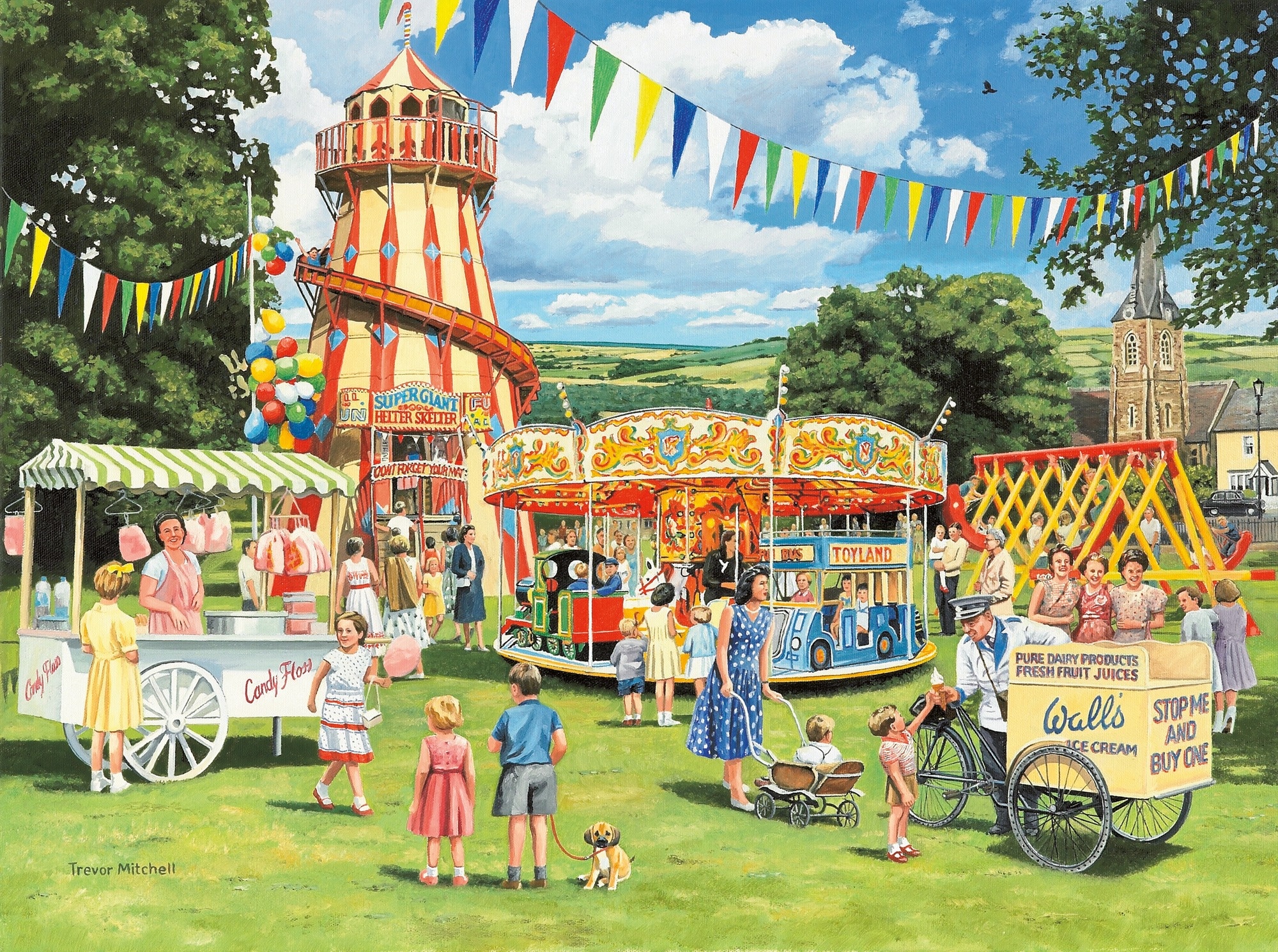 Fun Fair: Helter skelter, Merry-Go-Round, Traveling carnival. 2000x1500 HD Wallpaper.