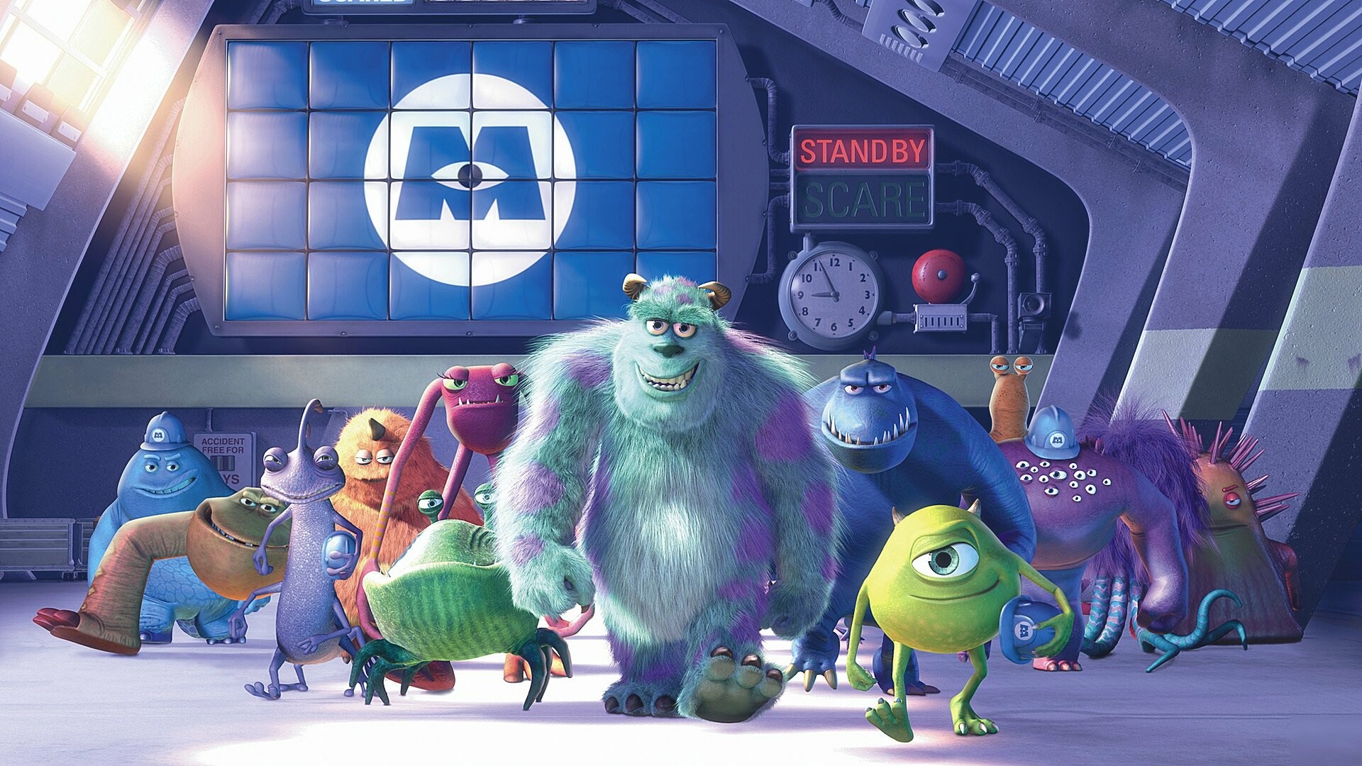 Monsters, Inc.: The Pixar franchise, Best friends Sulley and Mike. 1920x1080 Full HD Background.