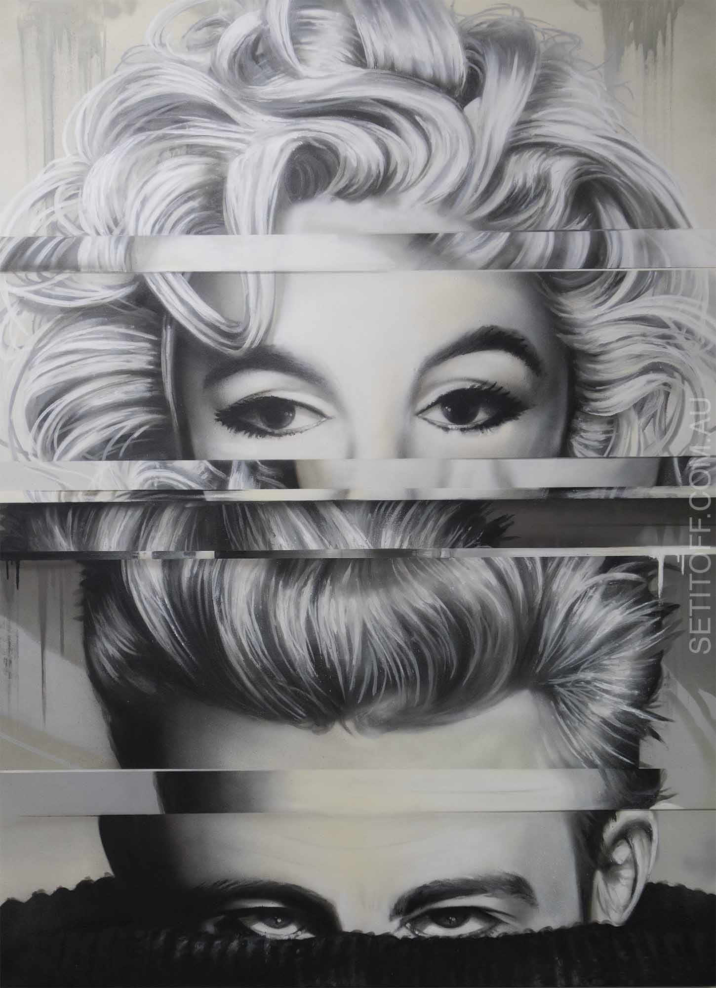Marilyn Monroe, James Dean graffiti, Street artist murals, Celebrity icons, 1450x2000 HD Handy