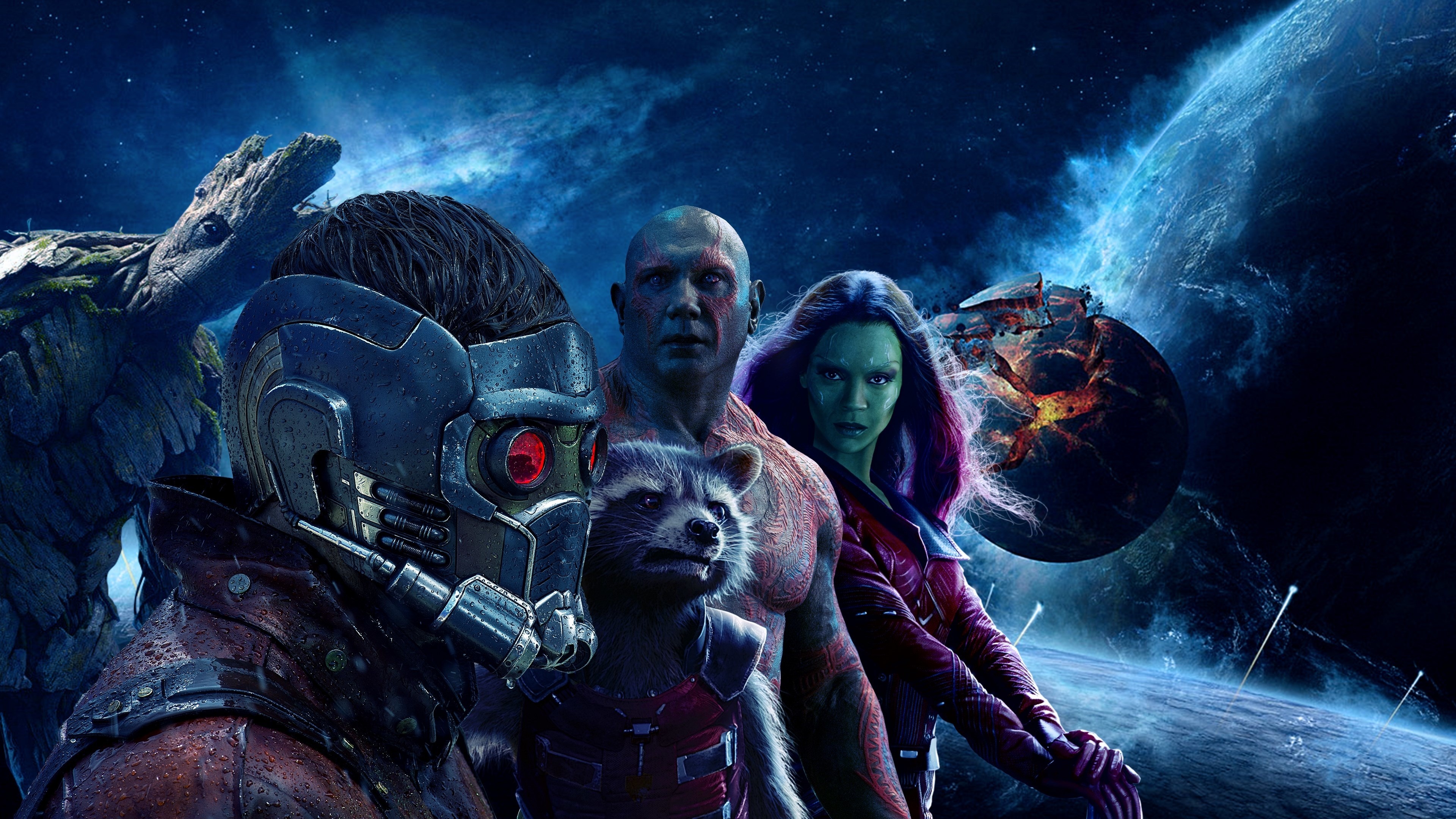 Dave Bautista, Drax the Destroyer, Gamora, Guardians of the Galaxy, 3840x2160 4K Desktop