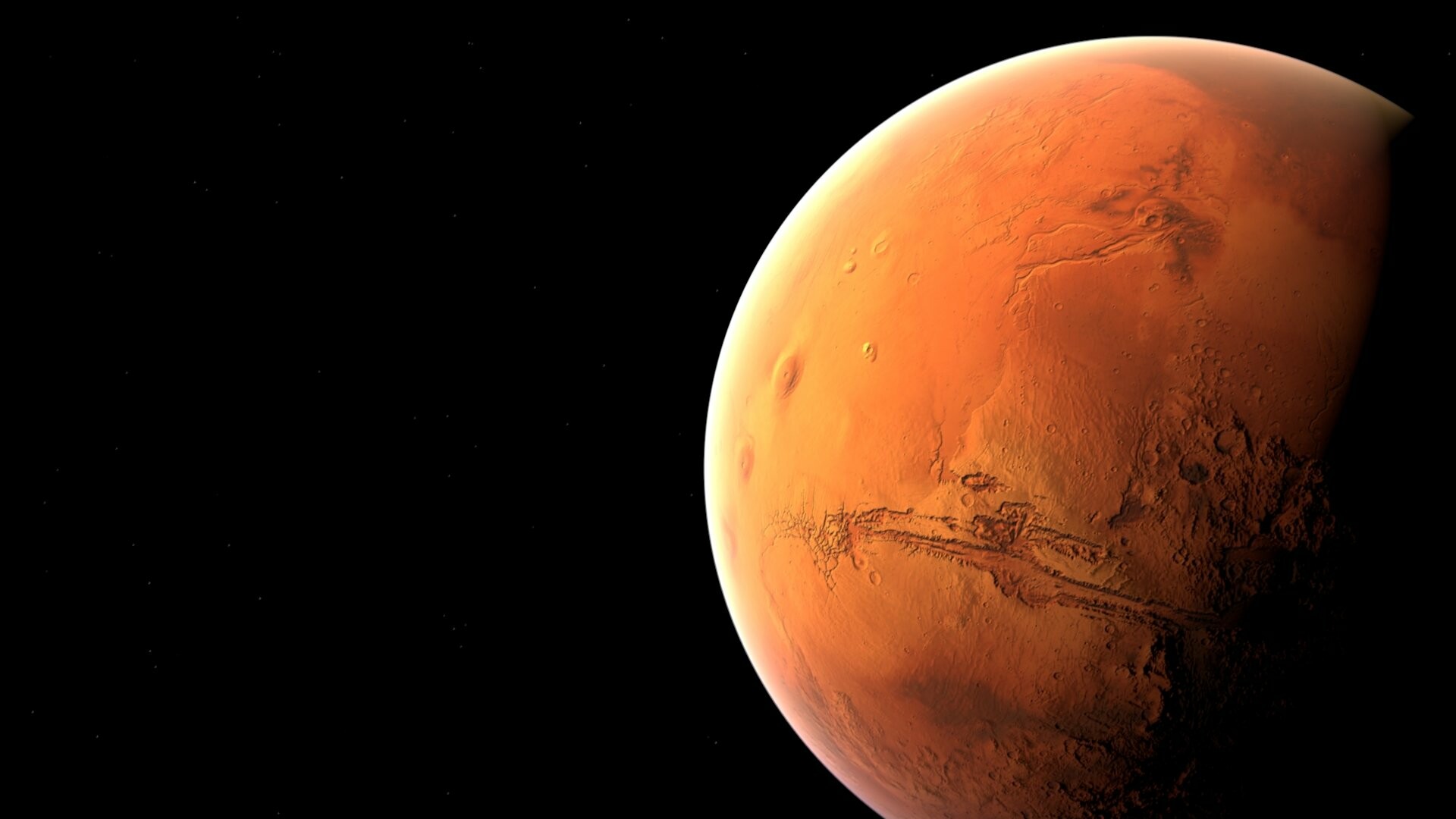 Mars: A small planet, larger than only Mercury and slightly more than half the size of Earth. 1920x1080 Full HD Wallpaper.