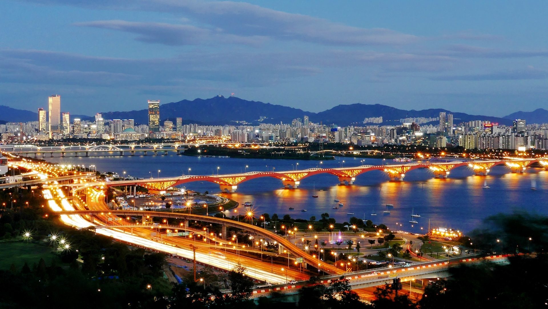 Night Skyline, South Korea, Travels, Images, 1920x1090 HD Desktop