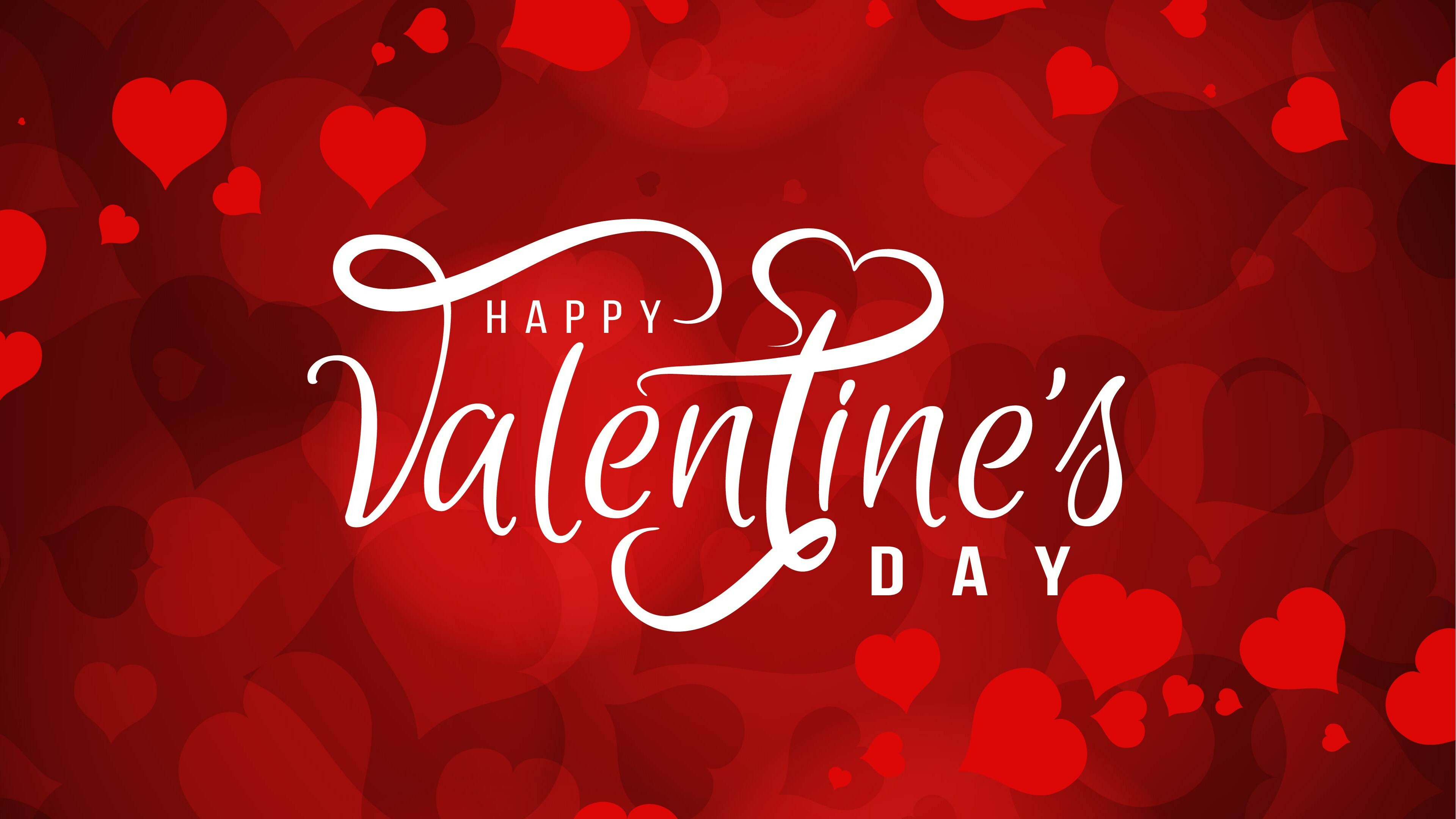 Valentine's Day: An annual festival to celebrate romantic love, Hearts. 3840x2160 4K Background.