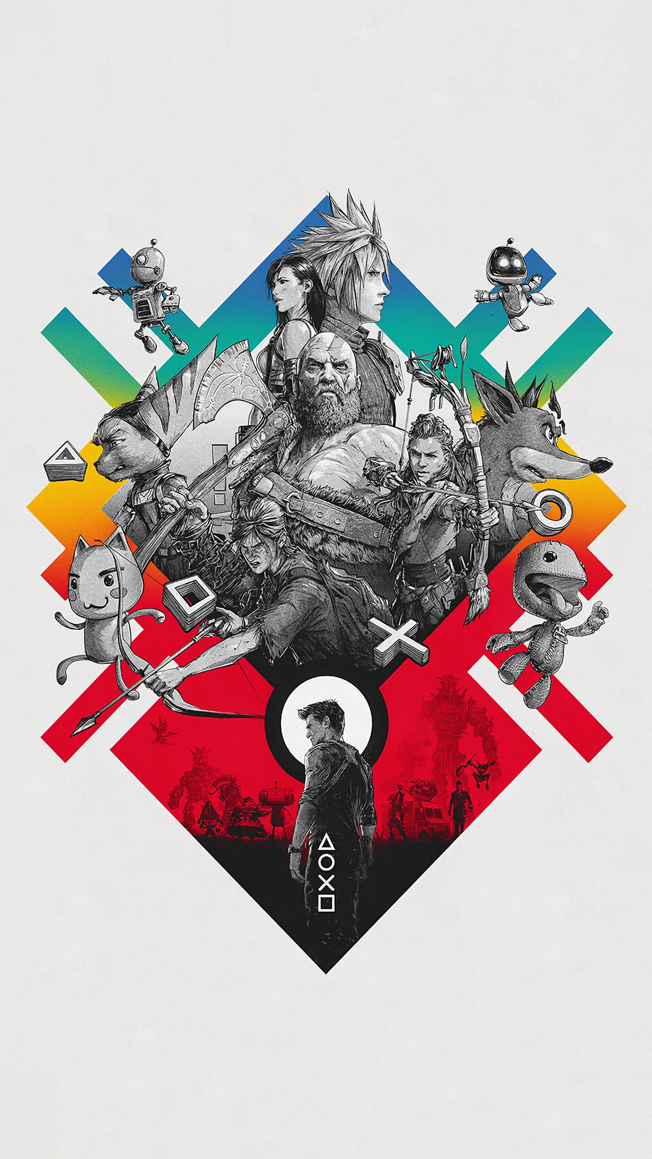 The PlayStation: 25th Anniversary, An officially licensed print by Sam Spratt, Games. 2160x3840 4K Wallpaper.