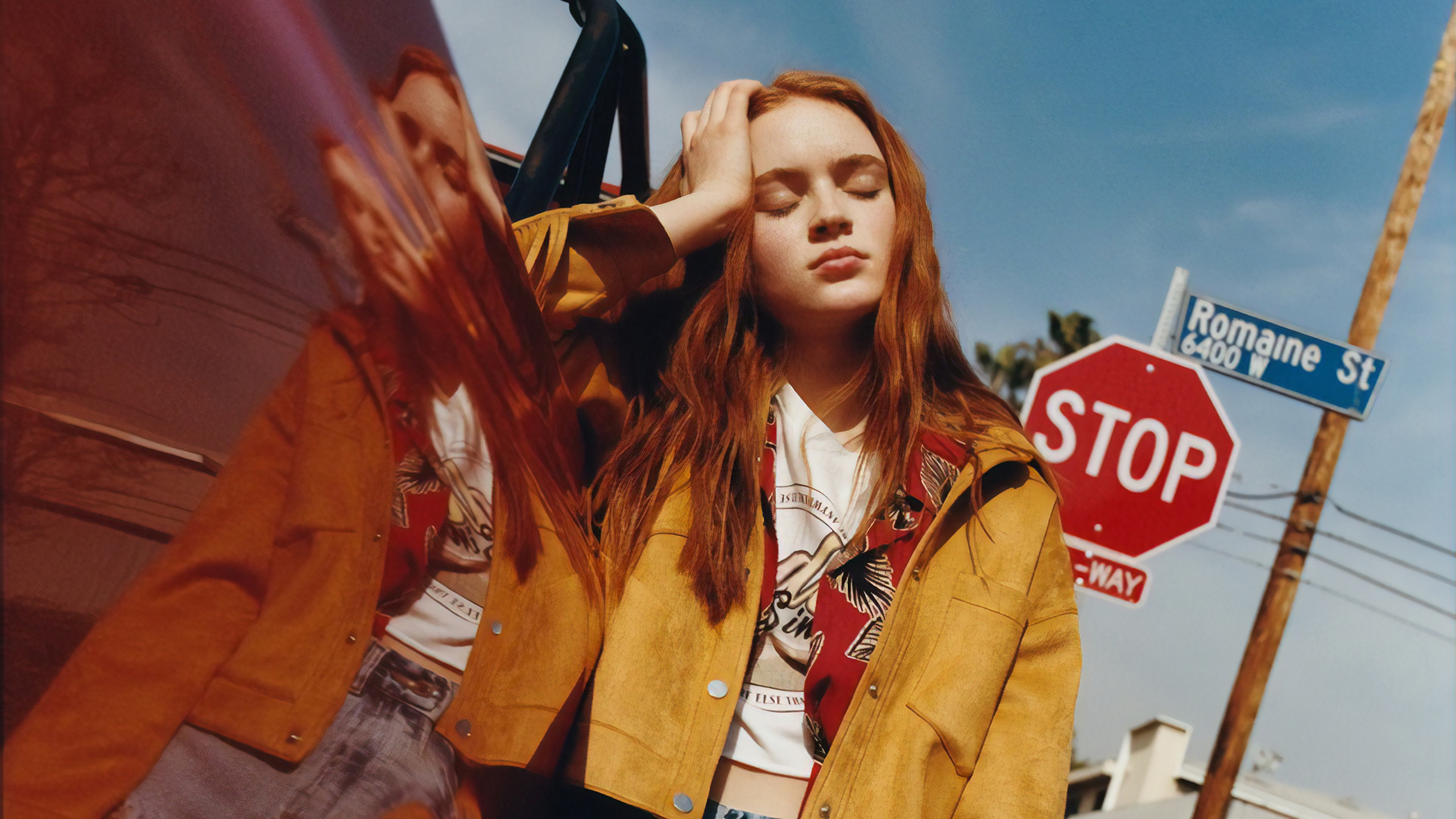 Sadie Sink TV shows, Pull & Bear campaign, HD wallpapers, Fashion photography, 2560x1440 HD Desktop