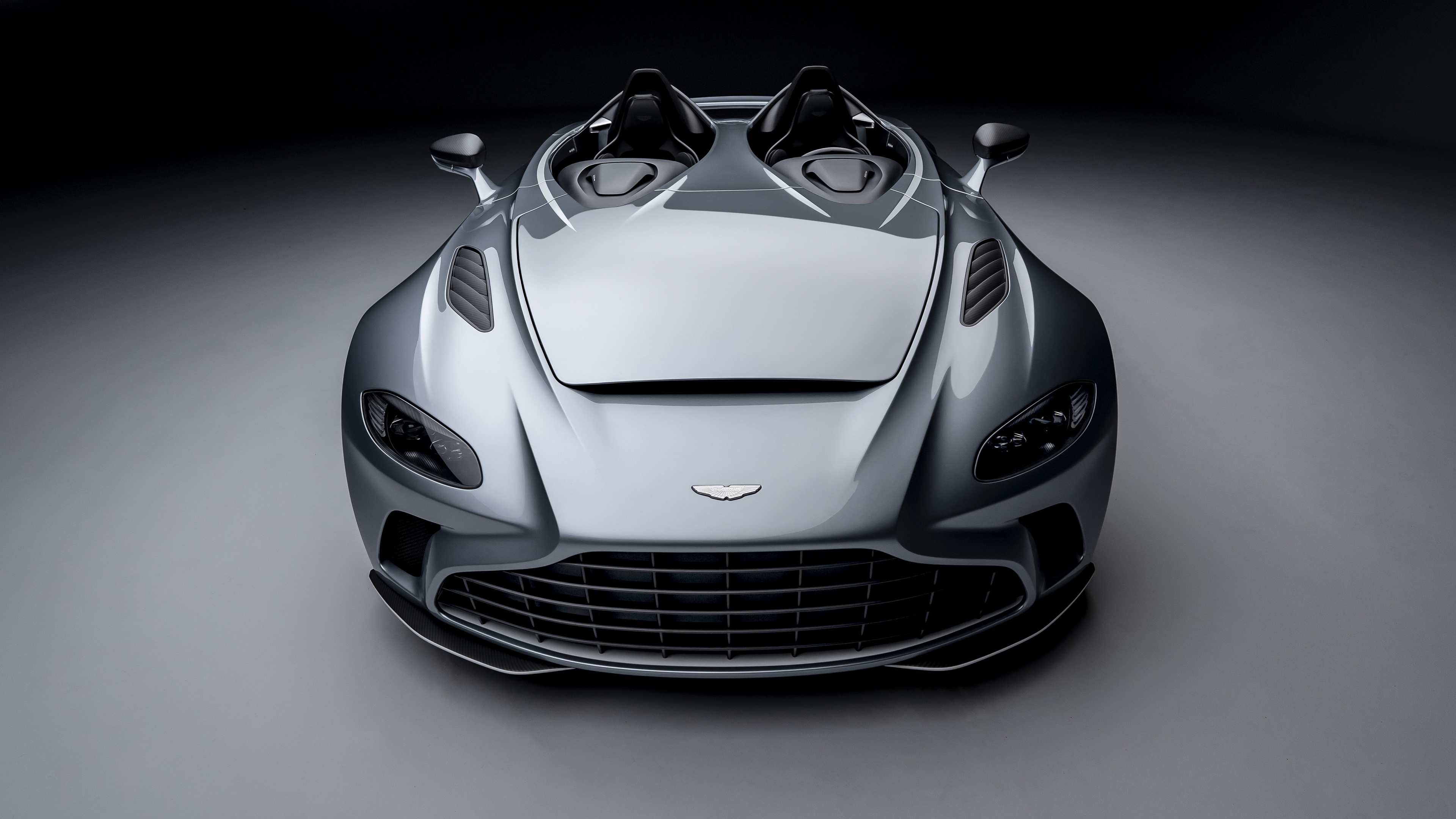 Aston Martin Speedster, Supercars vehicle, Silver cars, Simple background, 3840x2160 4K Desktop