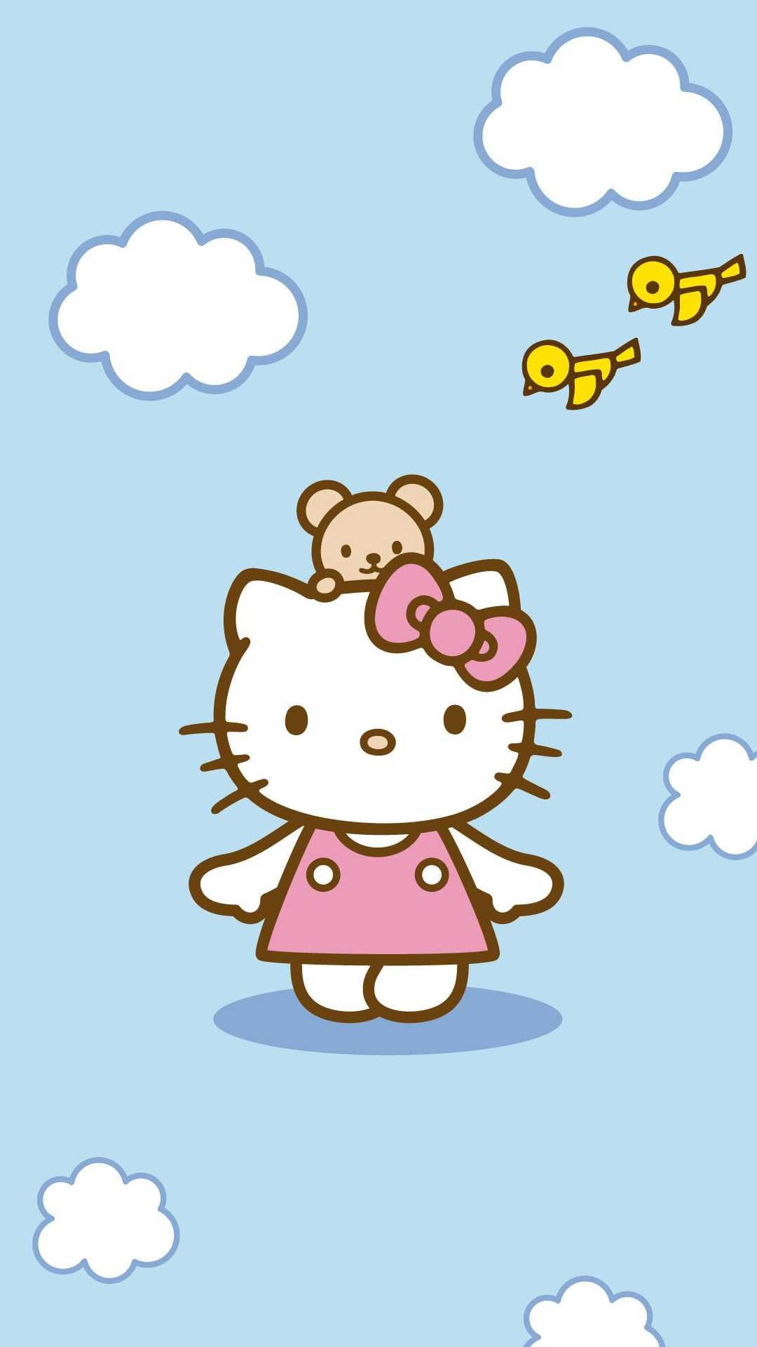 Hello Kitty: The character's face has been featured on the sides of Japanese Shinkansen bullet trains. 1080x1920 Full HD Wallpaper.