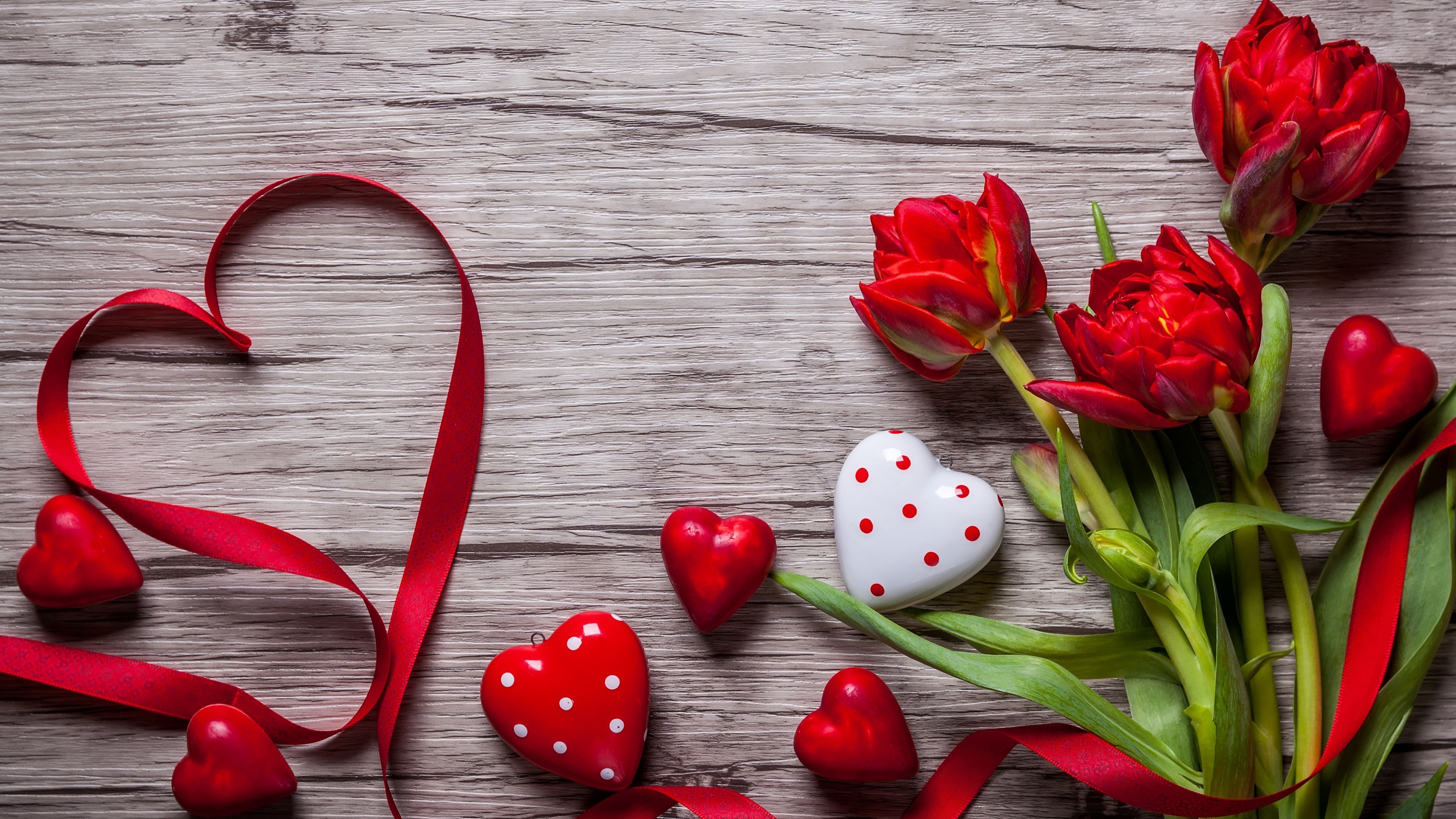Valentine's Day, Love-filled image, Heart and flowers, Romantic holiday, 3840x2160 4K Desktop