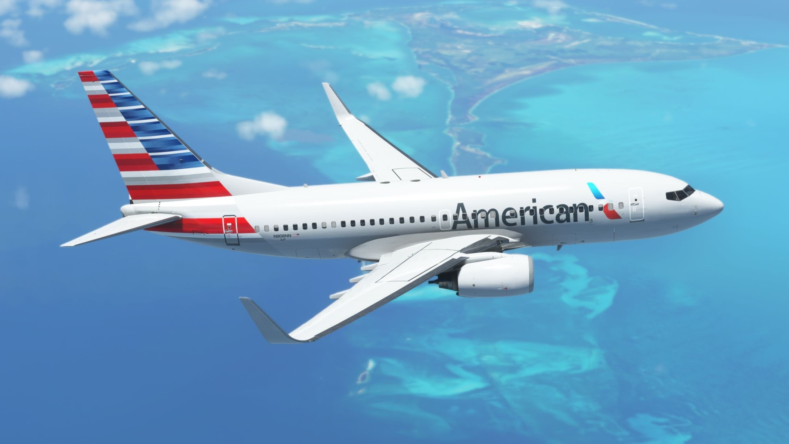 American Airlines, PMDG 737 700, Weathered blended scimitar winglets, 2560x1440 HD Desktop