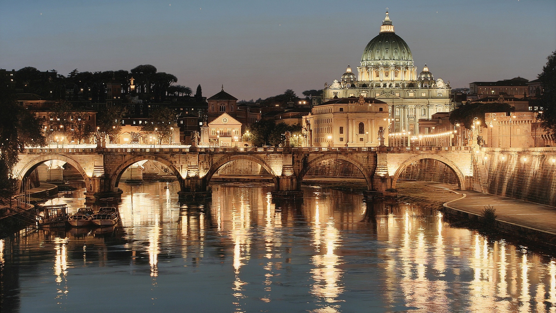 Rome: One of the holiest Catholic shrines, Saint Peter's Basilica. 1920x1080 Full HD Background.
