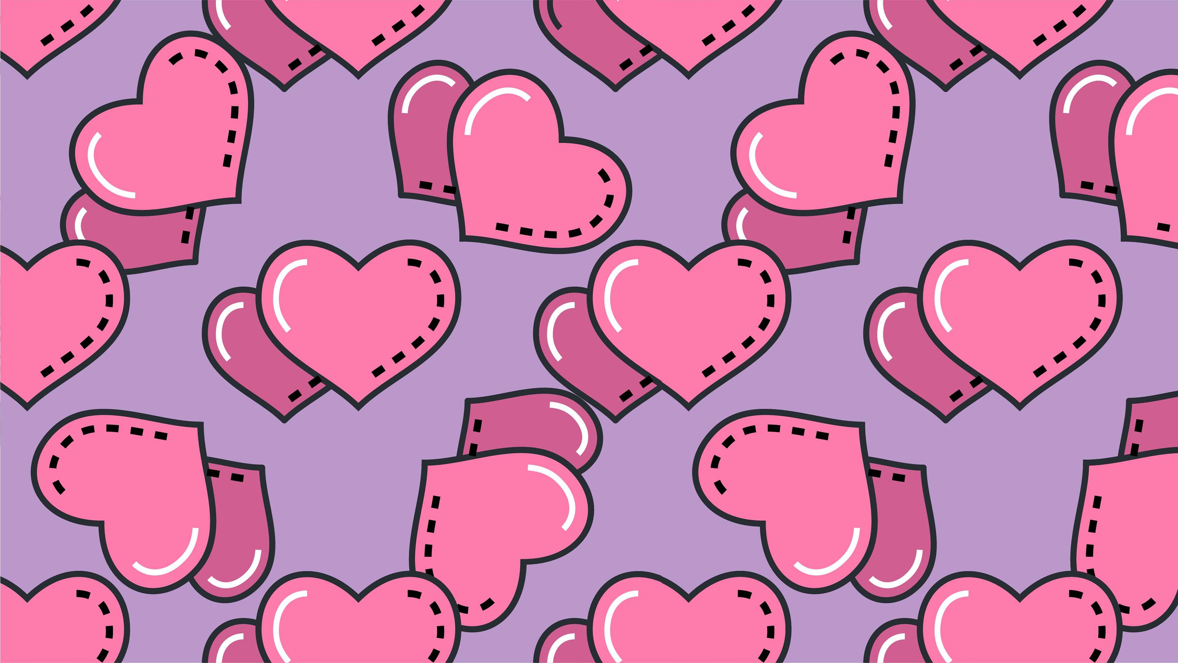 Valentine's Day: The romantic holiday, Pink pattern. 3840x2160 4K Background.