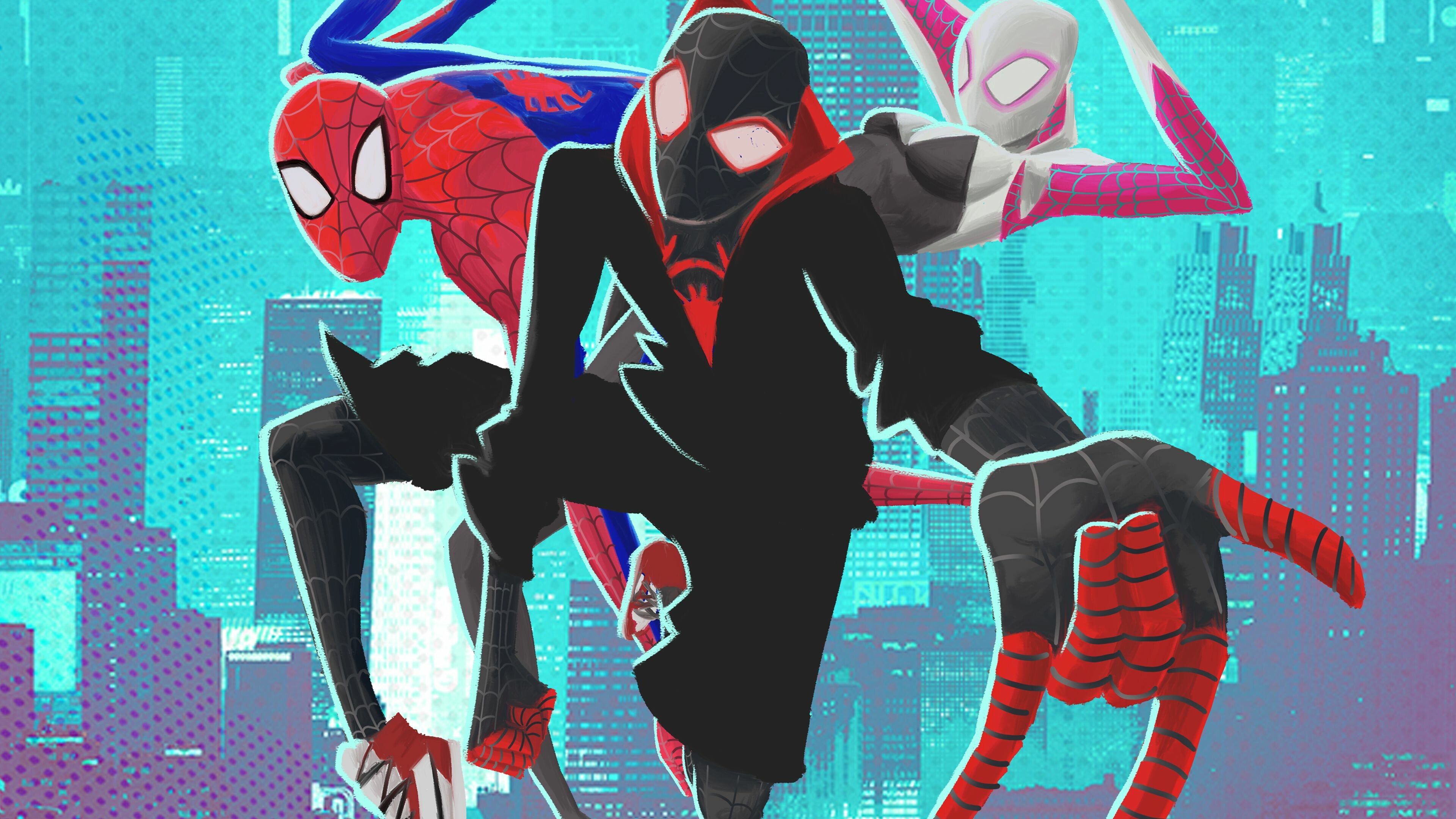Spider-Man: Into the Spider-Verse: Superheroes, Marvel, Superhero art, Miles Morales. 3840x2160 4K Background.