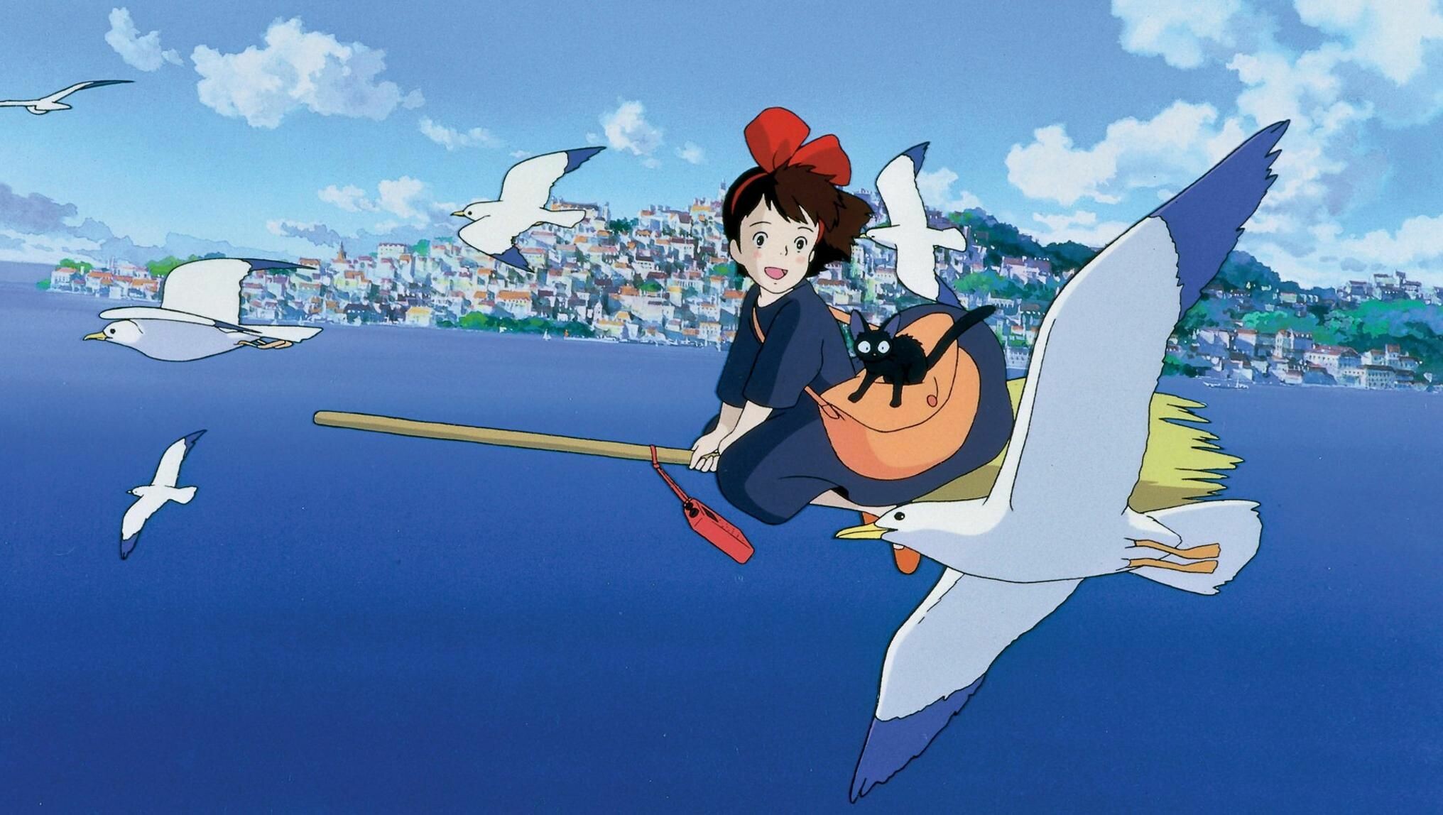 Kiki's Delivery Service: The original Japanese opening theme is "Rouge no Dengon" performed by Yumi Matsutoya. 2040x1150 HD Background.