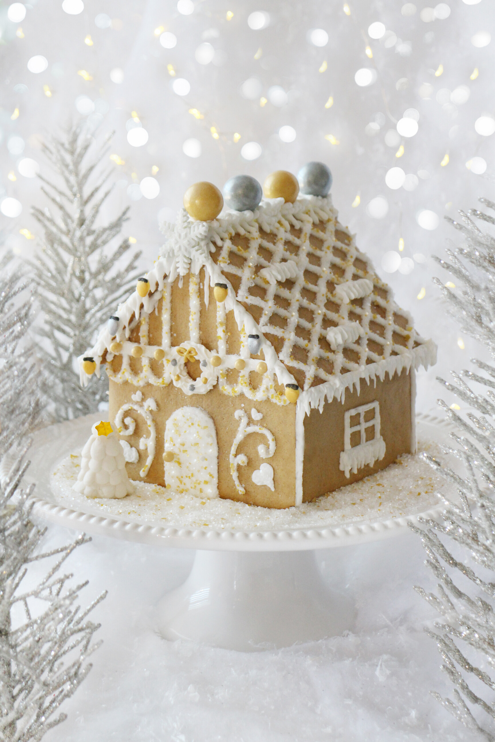 Gingerbread House: Glittering, Ice decorations, A coating of powdered sugar snow, Cookie construction. 1730x2600 HD Wallpaper.