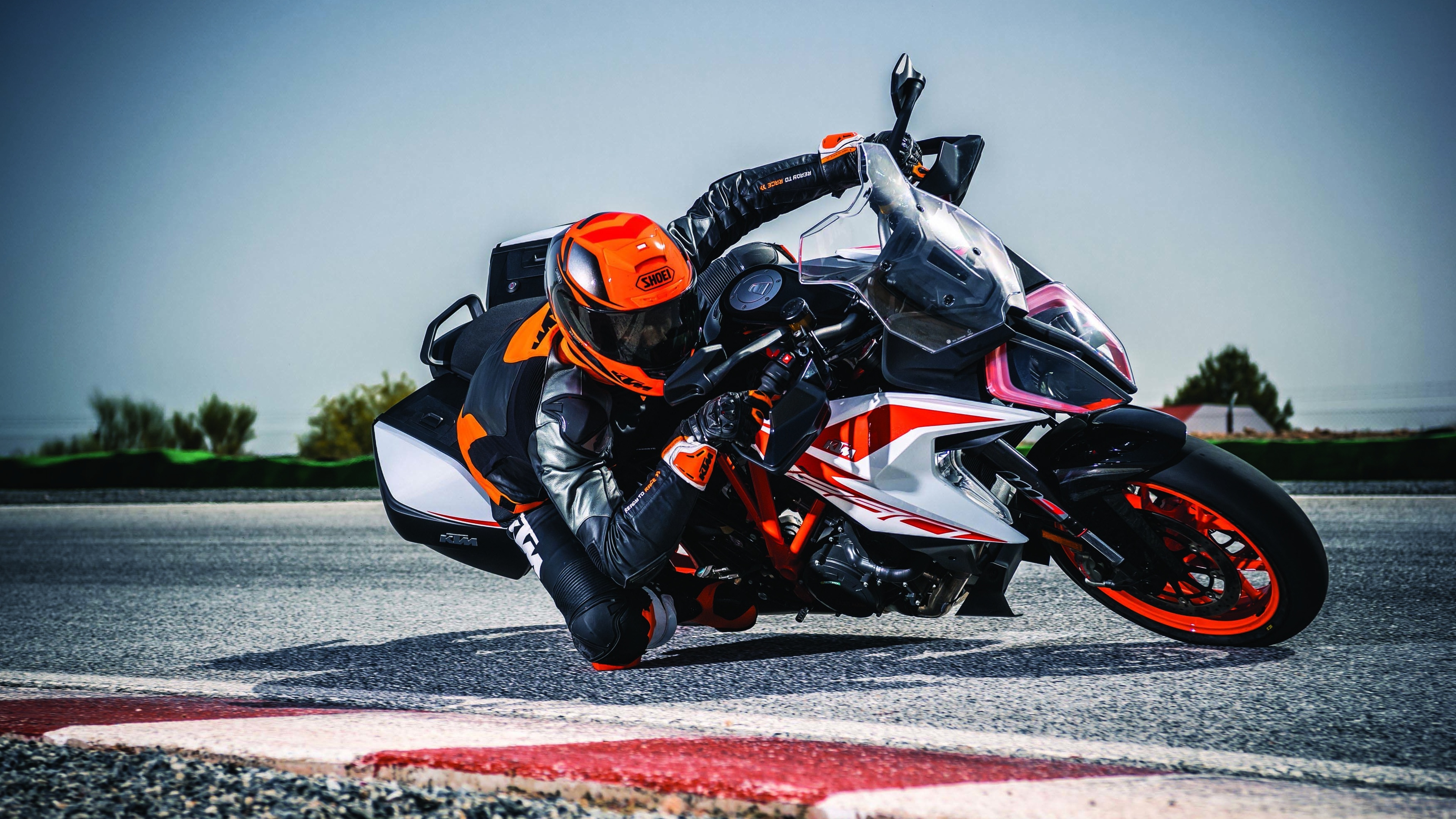 Motorcycle Racing: KTM 1290 Super Duke GT, Latest Model Developed in 2022. 3840x2160 4K Background.