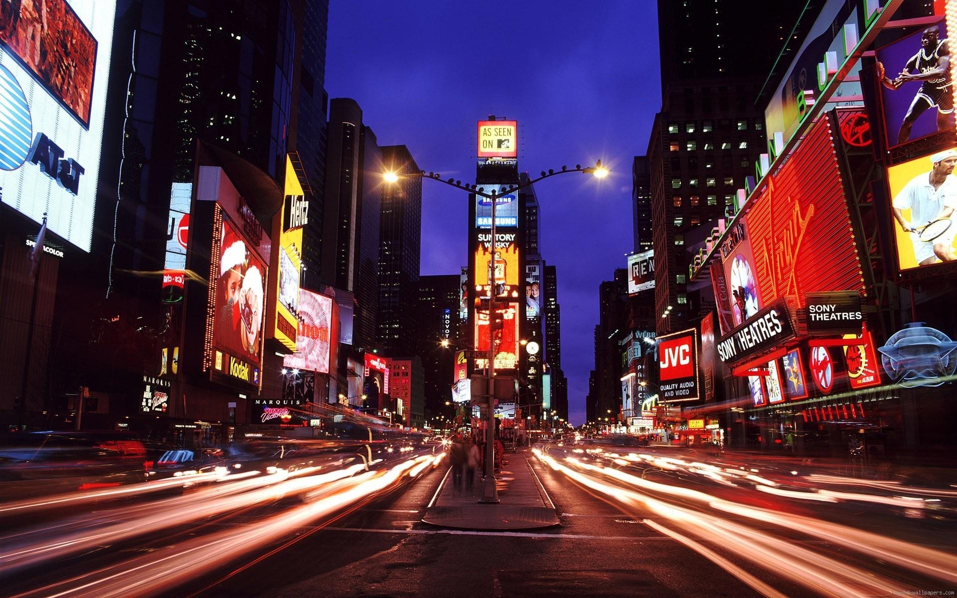 New York, Night lights, City streets, Travel destinations, 1920x1200 HD Desktop