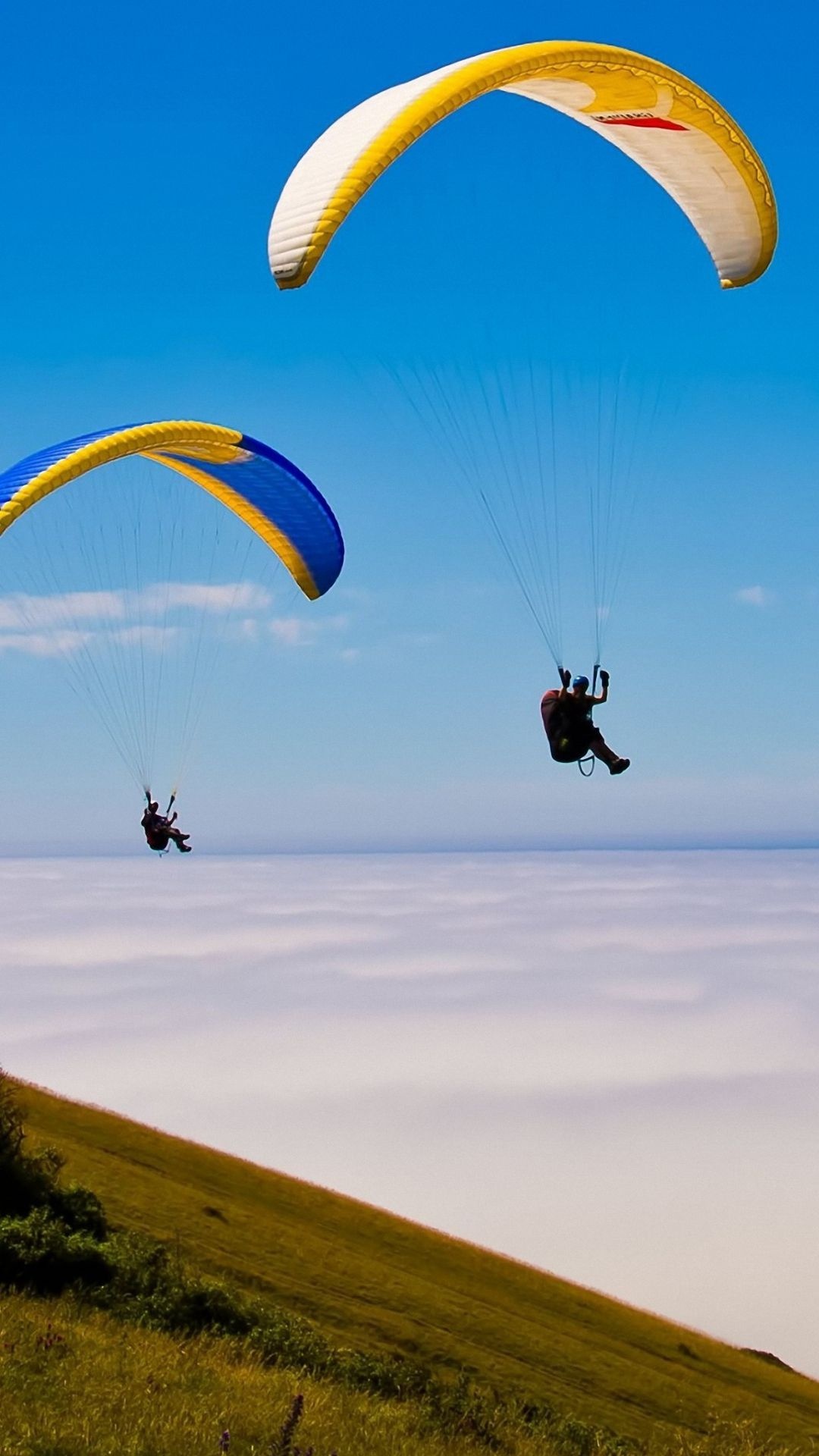 Paragliding: Pawn EVO paragliders, Ultralight aviation and extreme sport. 1080x1920 Full HD Wallpaper.