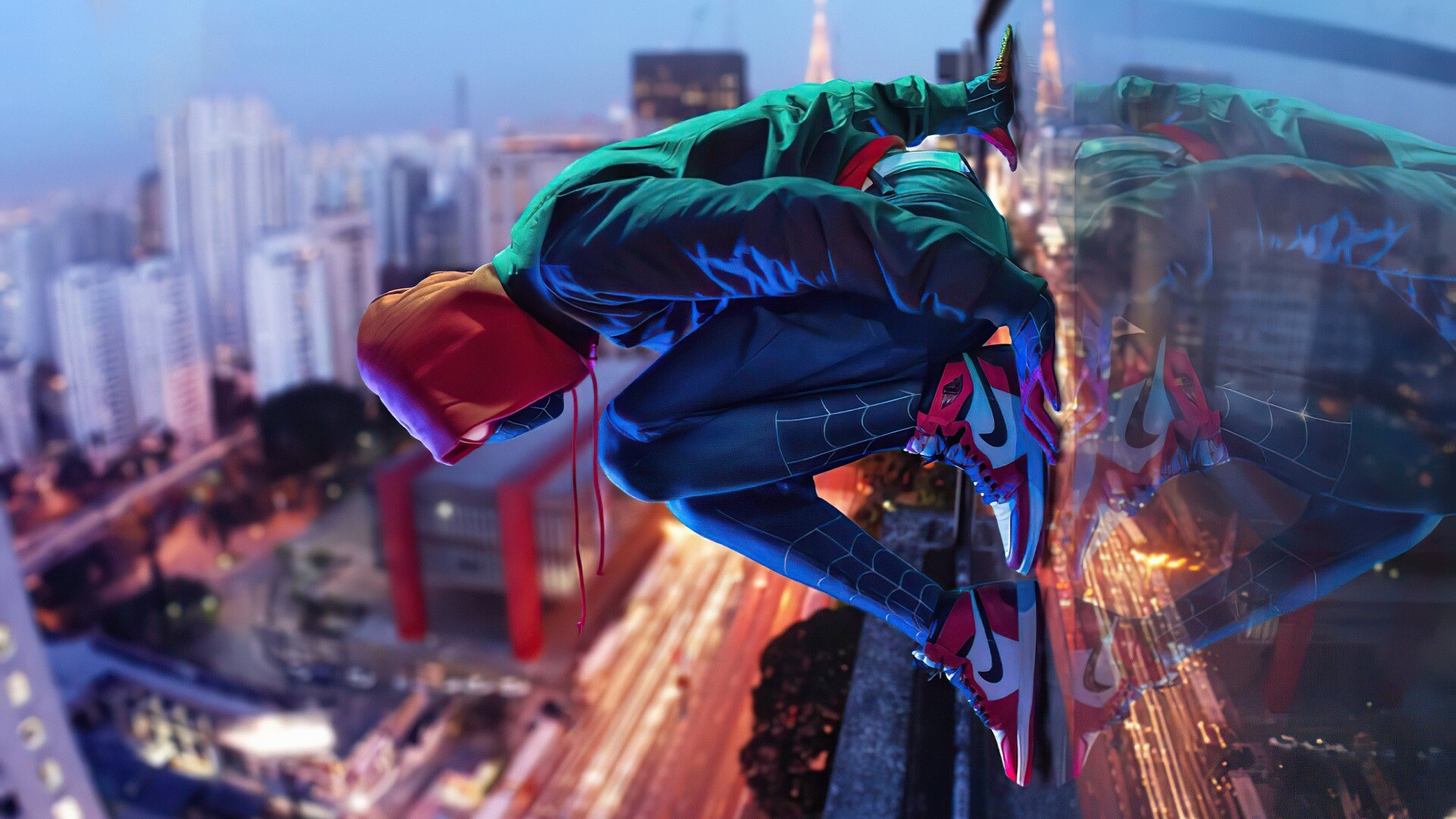 Spider-Man: Into the Spider-Verse: Miles Morales, Earth-TRN700, Superheroes. 1920x1080 Full HD Wallpaper.