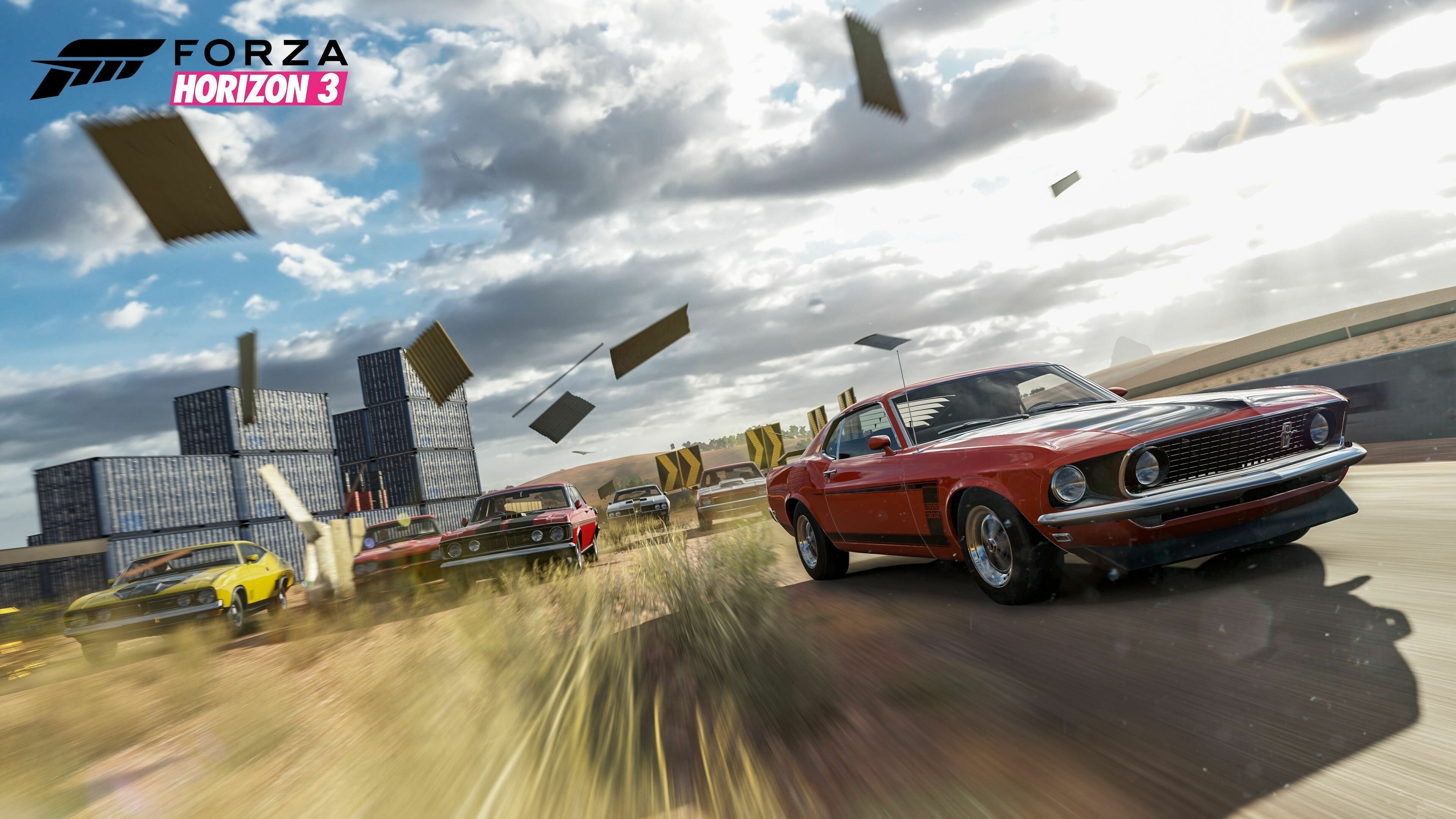Forza Horizon: The player is the leader of the titular car festival and has to expand the festival by completing events to earn fans. 3840x2160 4K Wallpaper.