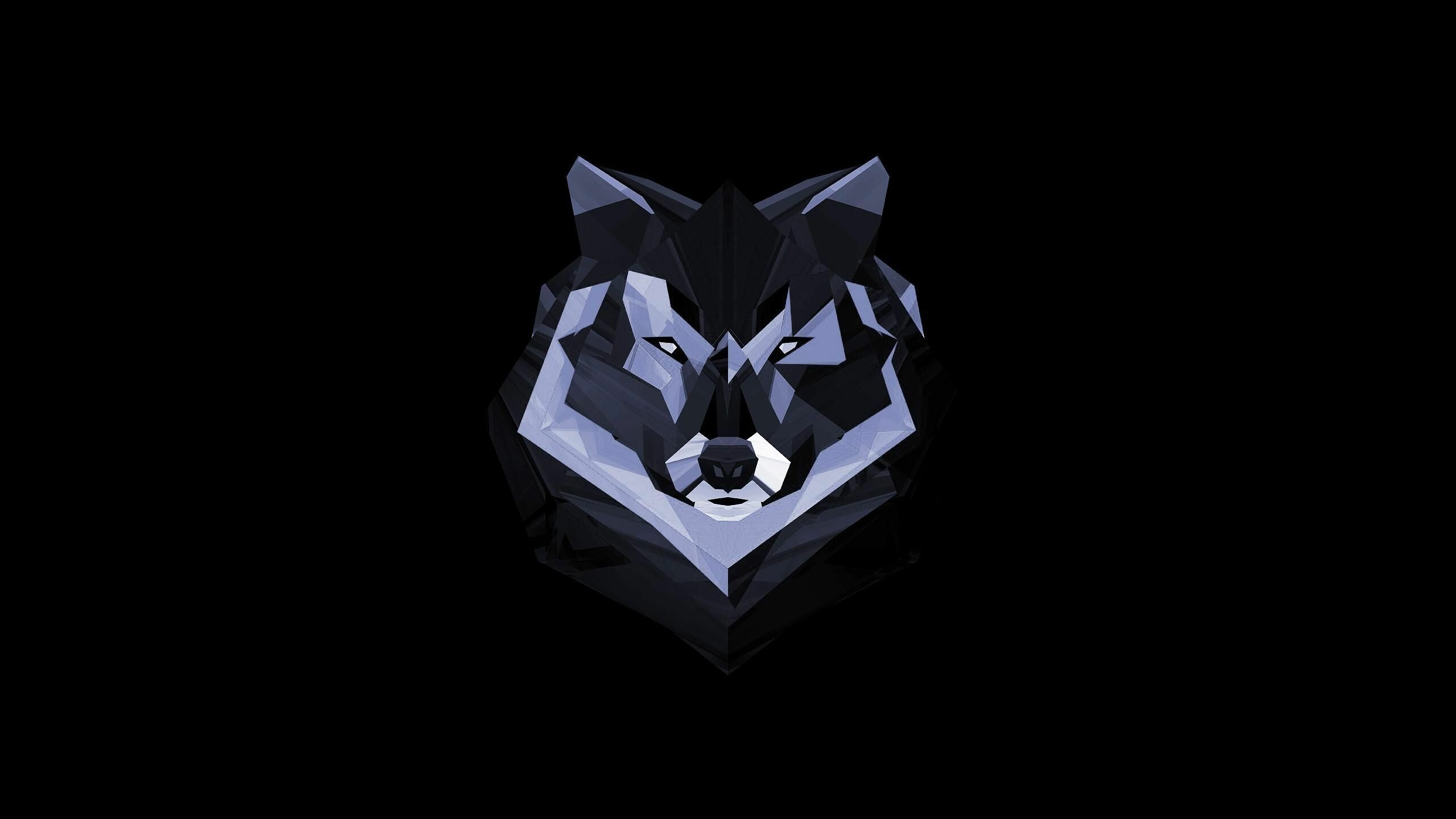 Wolf: Creative arts, Minimalistic, Wild animal. 2560x1440 HD Background.