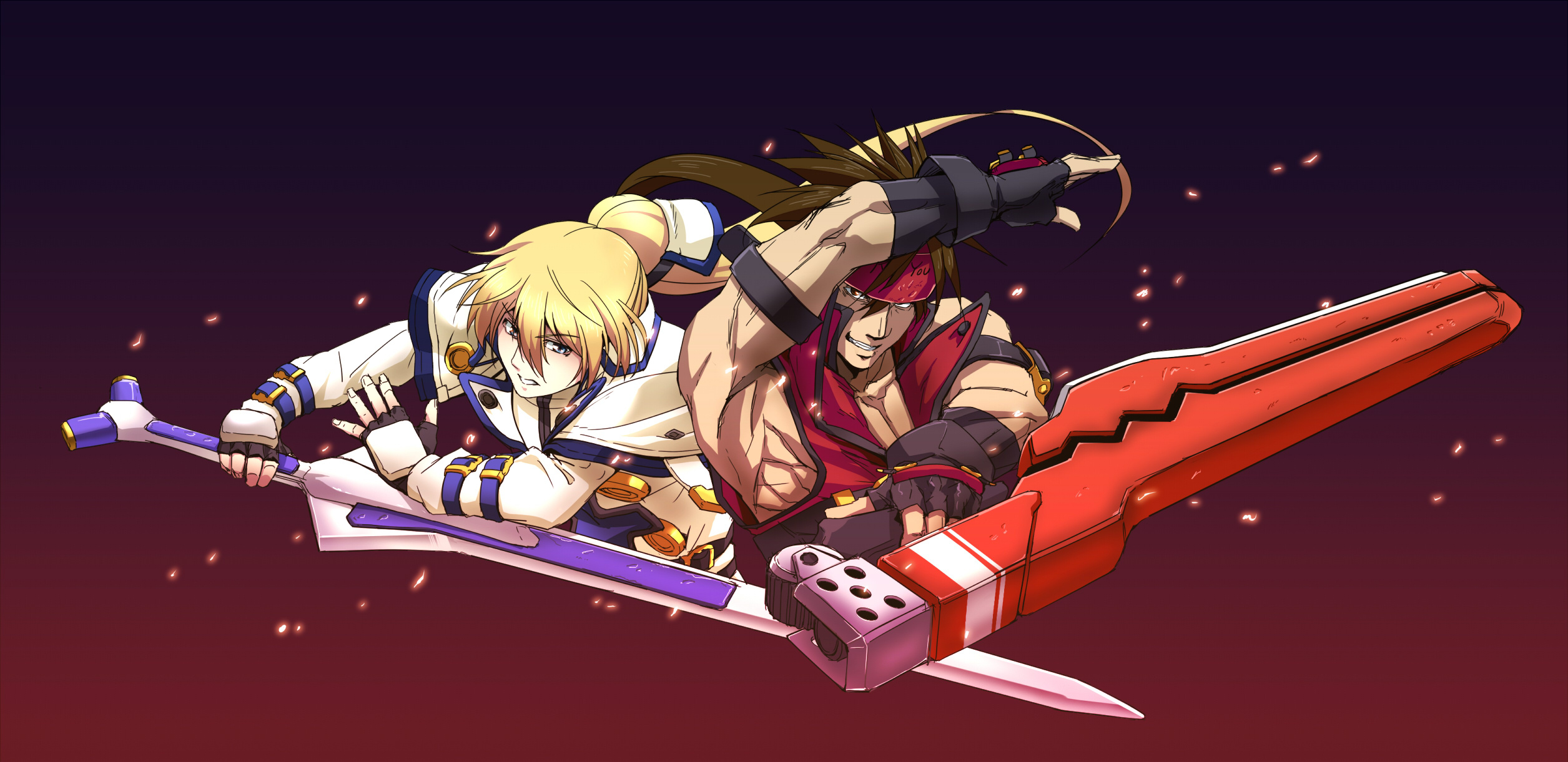 Guilty Gear wallpapers, Anime fighting game, Stylish characters, Intense battles, 2520x1230 Dual Screen Desktop