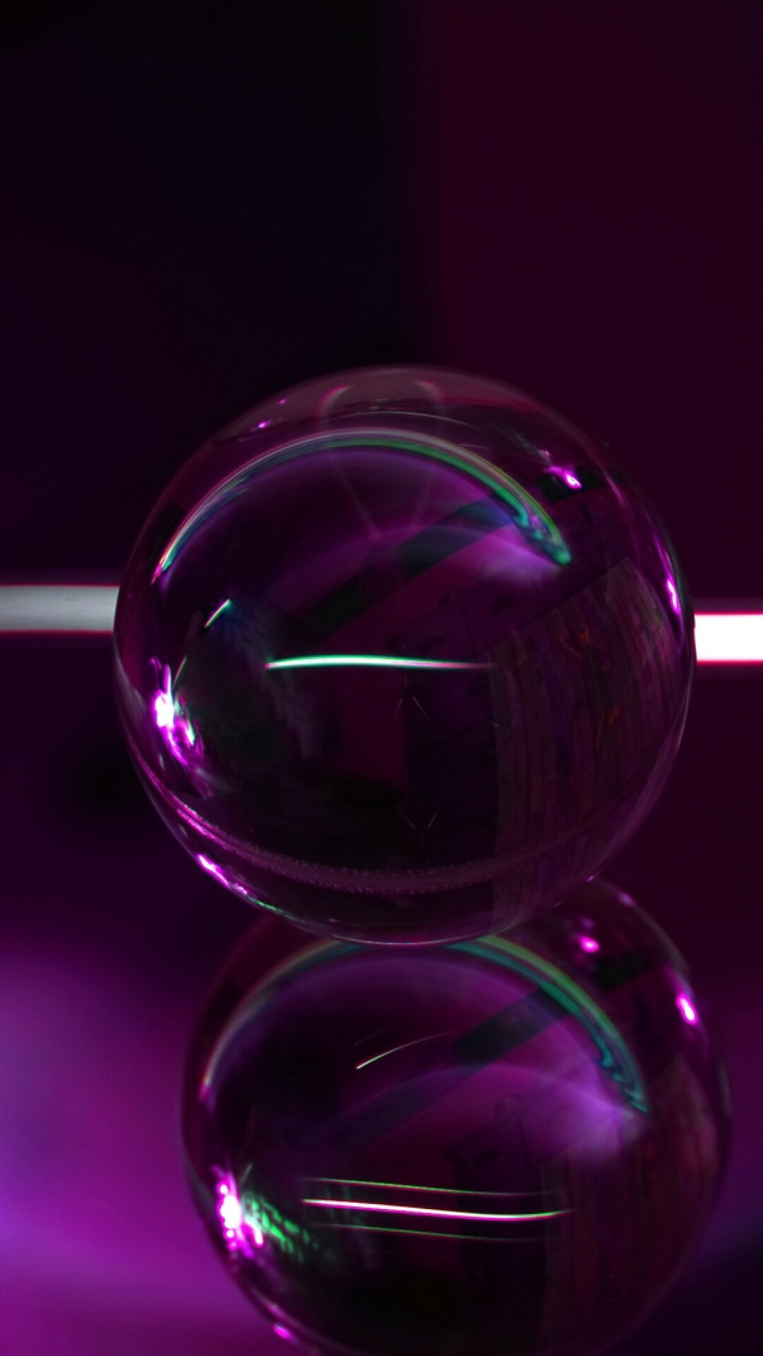 Glass: Purple sphere, A non-crystalline often transparent amorphous solid. 1080x1920 Full HD Wallpaper.