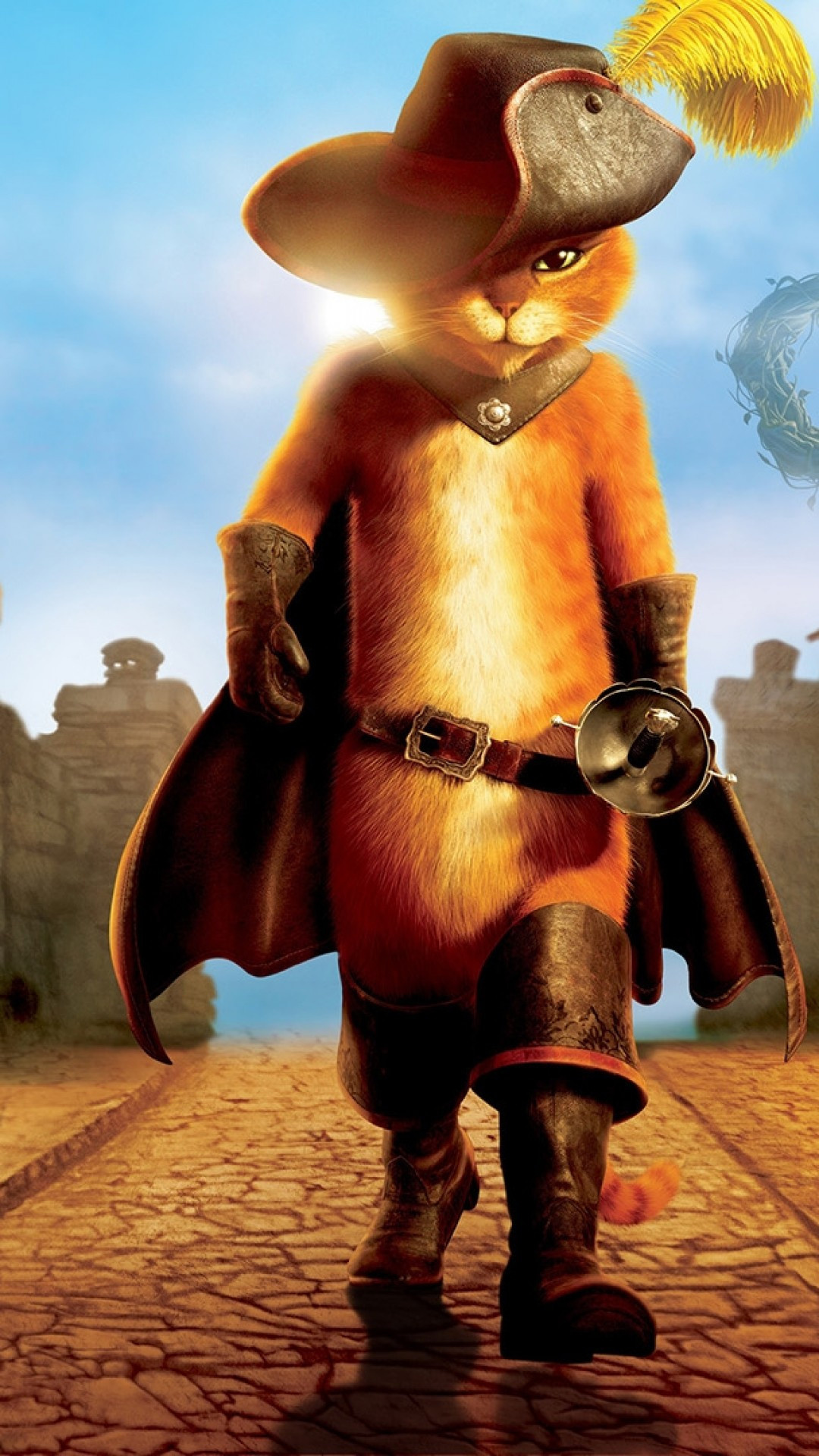 DreamWorks: High-quality family entertainment, Animated feature films, Puss In Boots. 1080x1920 Full HD Wallpaper.