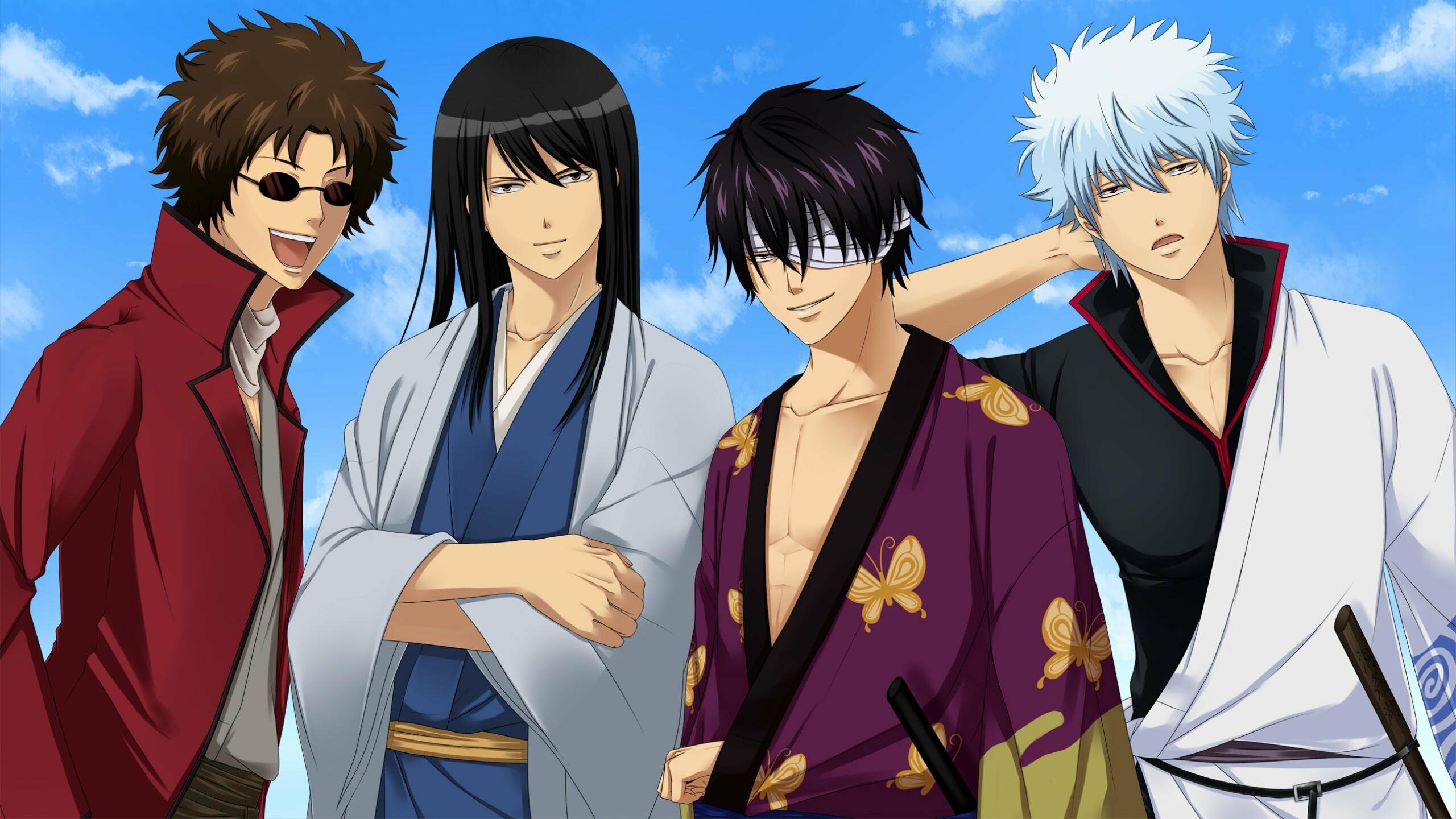 Gintama: The Final: Sakata Gintoki, Hasegawa Taizou, Murata Tetsuya, Toshiro Hijikata. 2560x1440 HD Wallpaper.