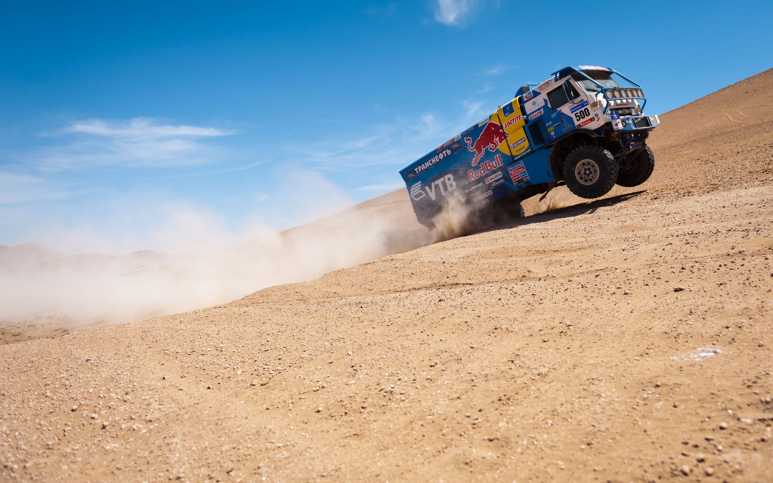 Red Bull truck nature rally, Kamaz conquers Paris-Dakar, Breathtaking scenery, Adrenaline-pumping races, 2560x1600 HD Desktop