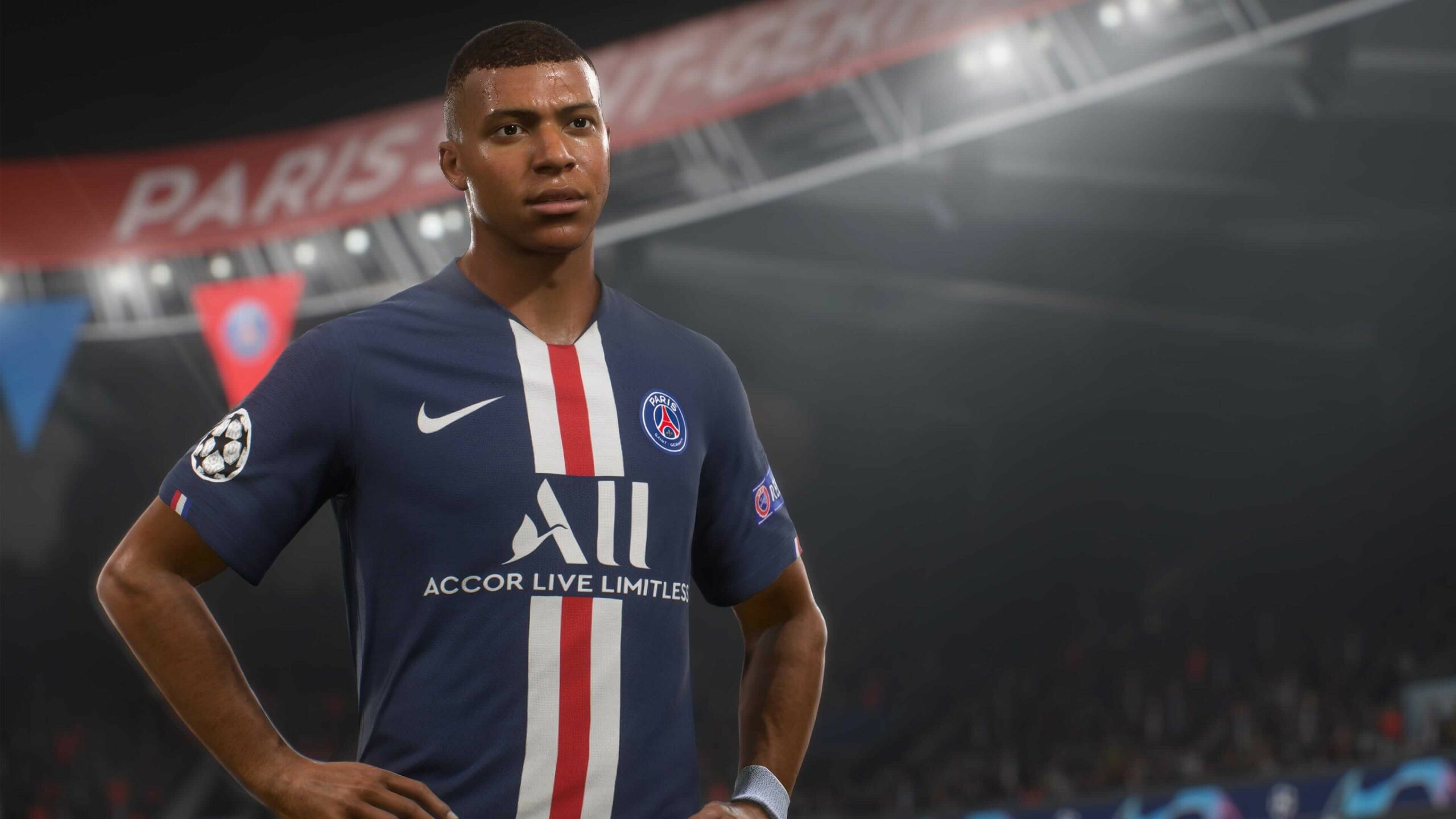 FIFA: Paris Saint-Germain forward Kylian Mbappe, Announced as the cover star of the all three editions, 2020. 2560x1440 HD Wallpaper.