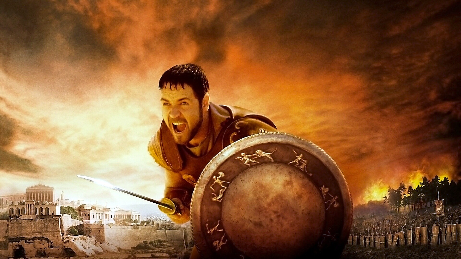 Gladiator: The epic historical film, Starring Russell Crowe. 1920x1080 Full HD Wallpaper.
