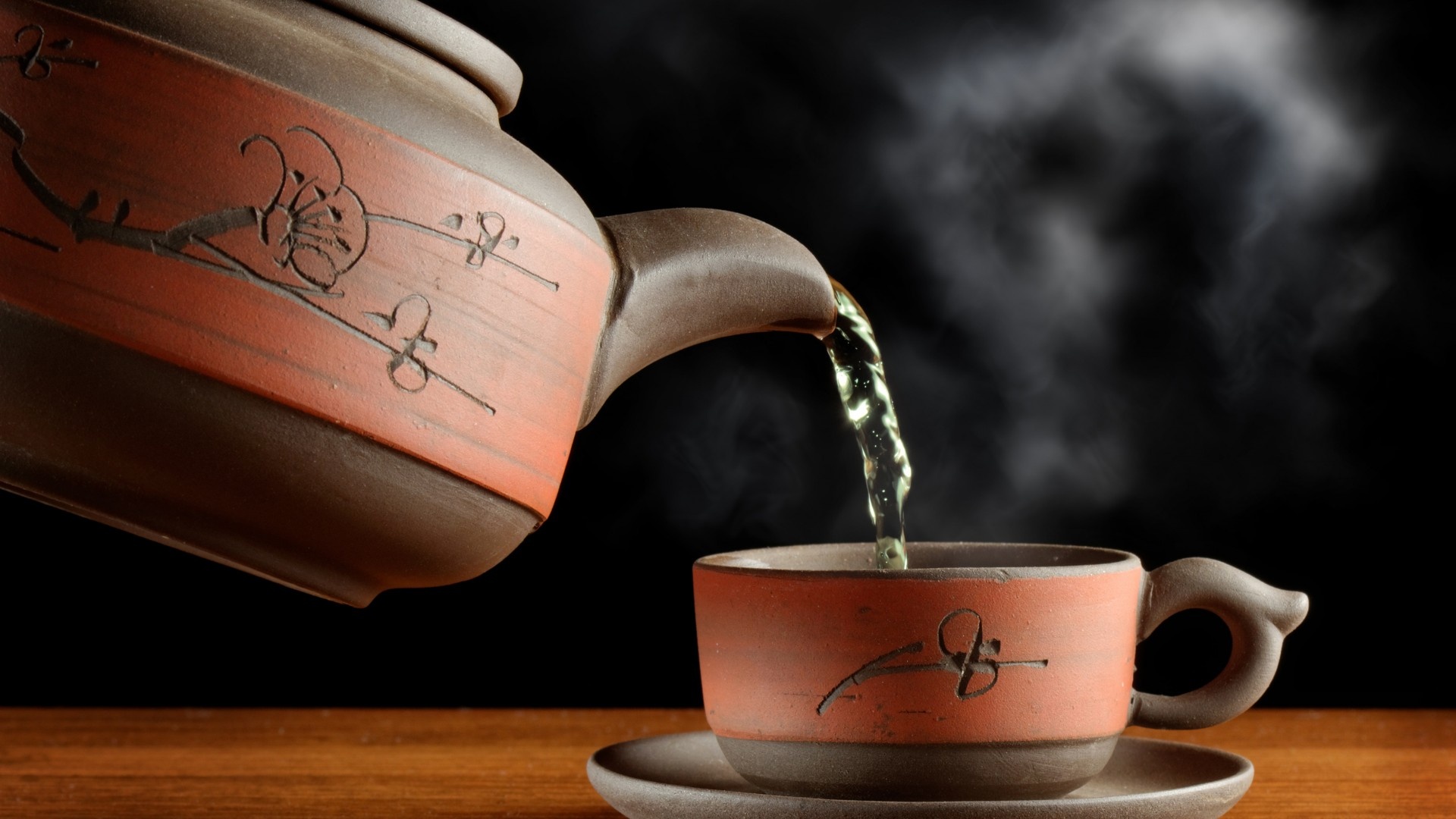 Tea cup teapot, Traditional Chinese tea, Green tea leaves, Oriental aesthetic, 1920x1080 Full HD Desktop