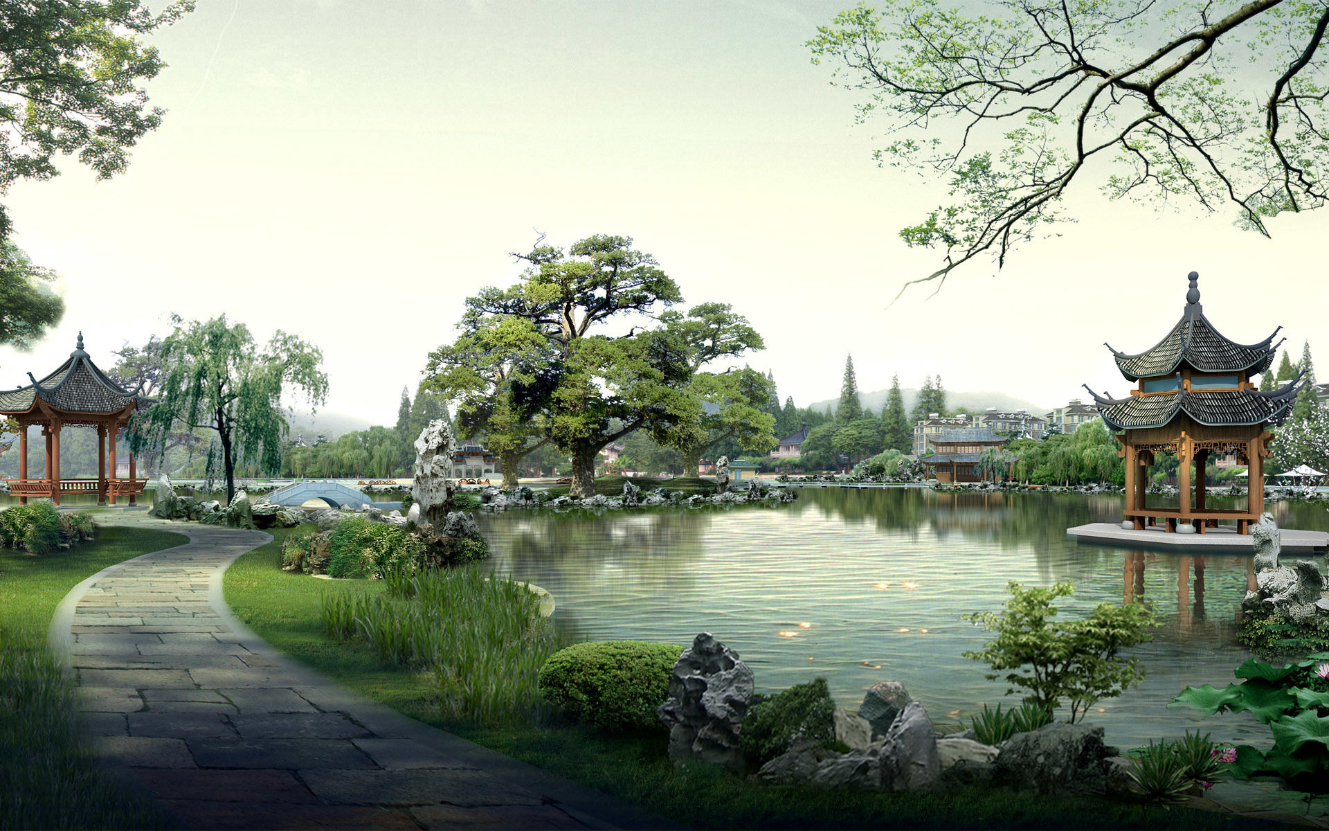 Asia mobile wallpaper, Tranquil landscapes, Serene trees, Natural beauty, 1920x1200 HD Desktop
