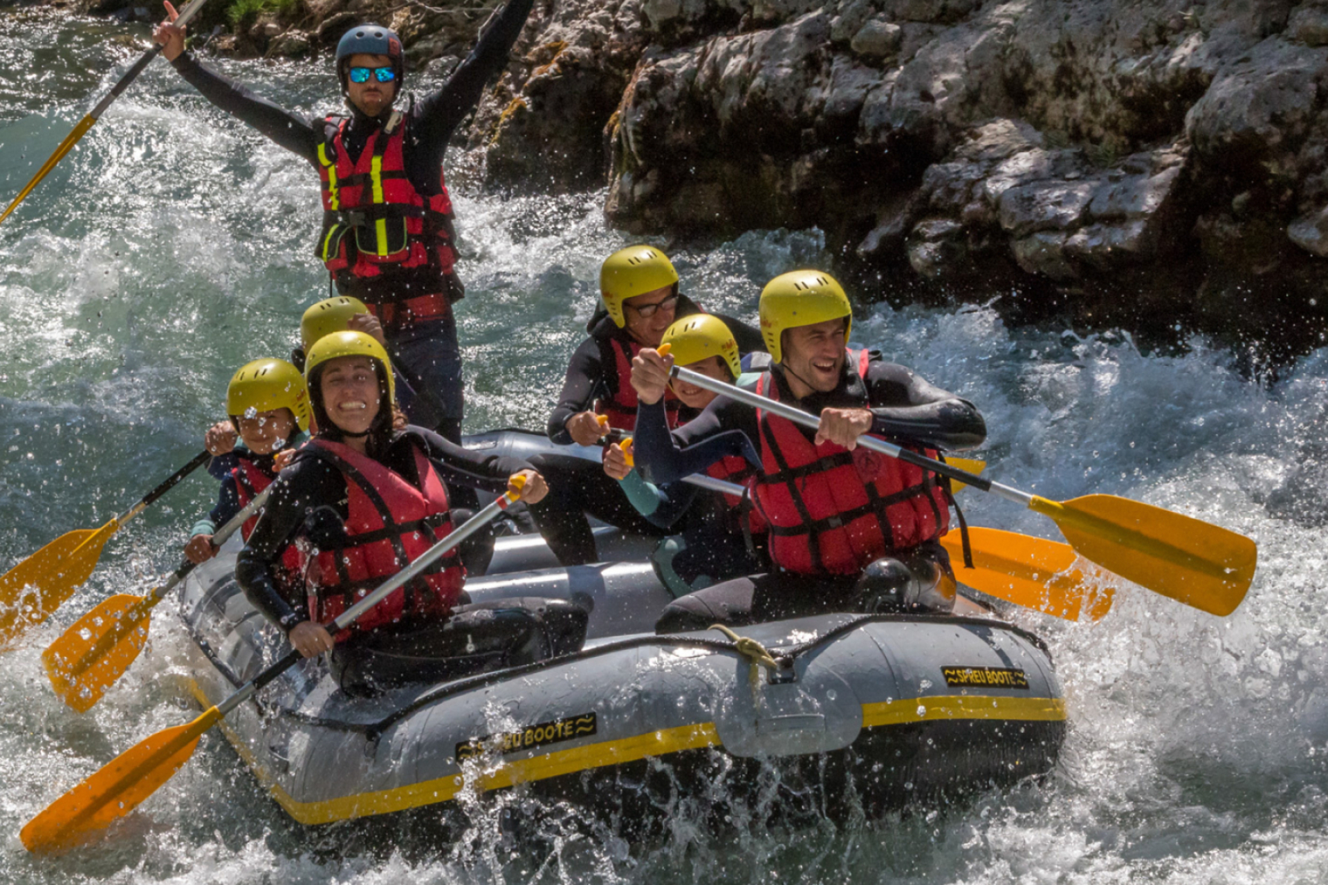Rafting: Rafters move through intense and powerful water rapids. 1920x1280 HD Wallpaper.