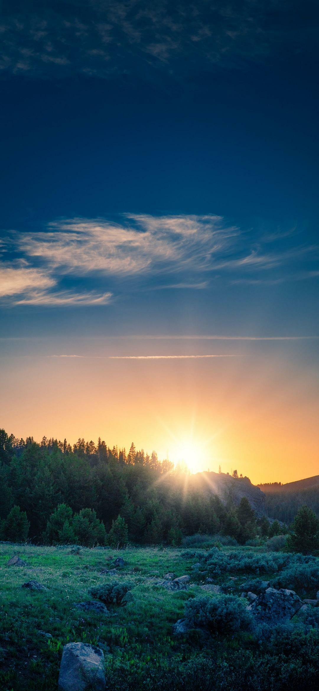 Sunrise: The early hours of the day, The scattering of sunlight, Natural countryside. 1080x2340 HD Background.