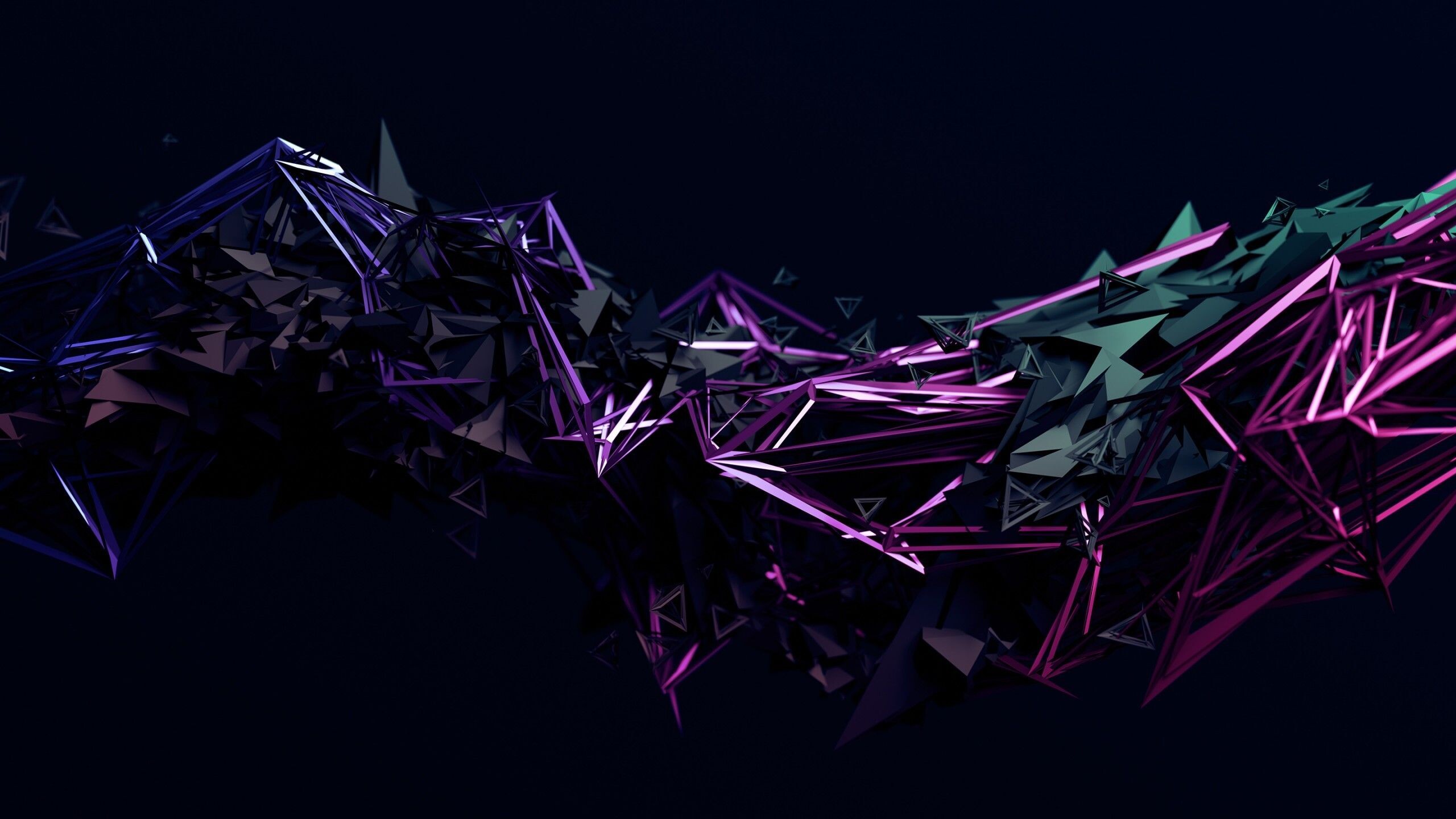 Geometric Abstract: Three-dimensional space, Line segments, Intersecting lines. 2560x1440 HD Background.