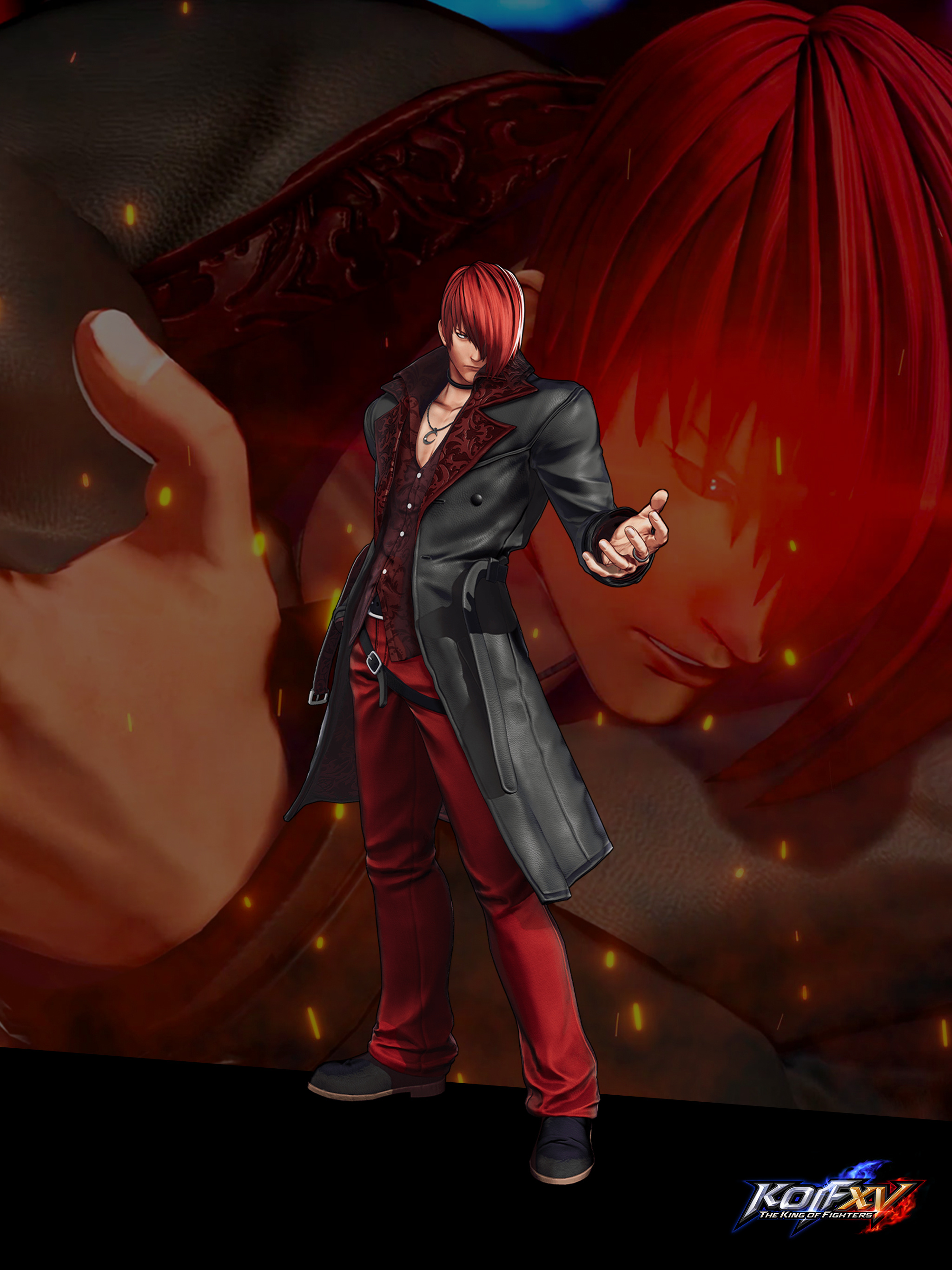 Iori Yagami, Gaming character, The King of Fighters XV, Monocle cat, 2050x2740 HD Phone
