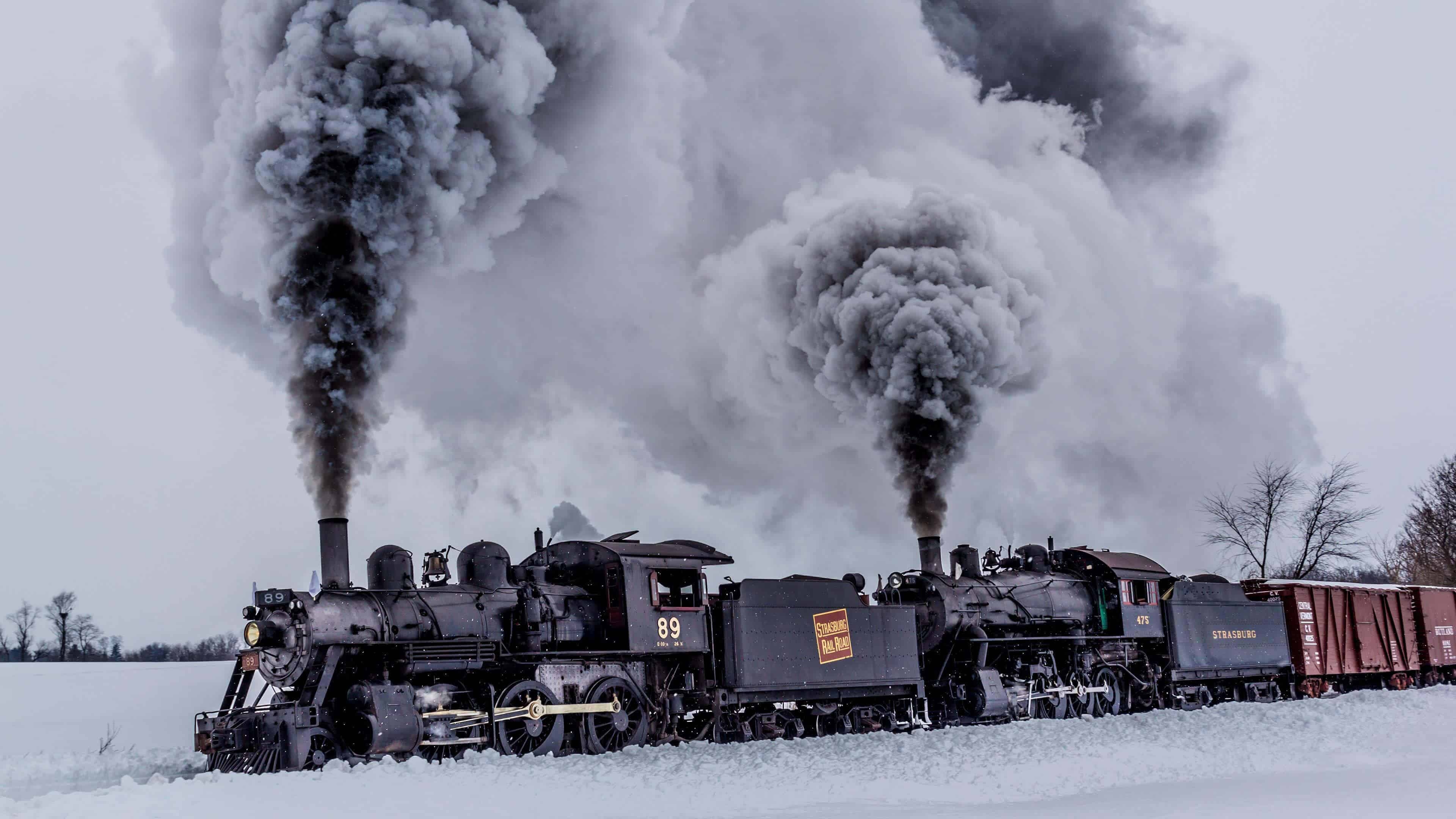 Train during Winter, Pennsylvania United States, 4K Wallpaper, 3840x2160 4K Desktop