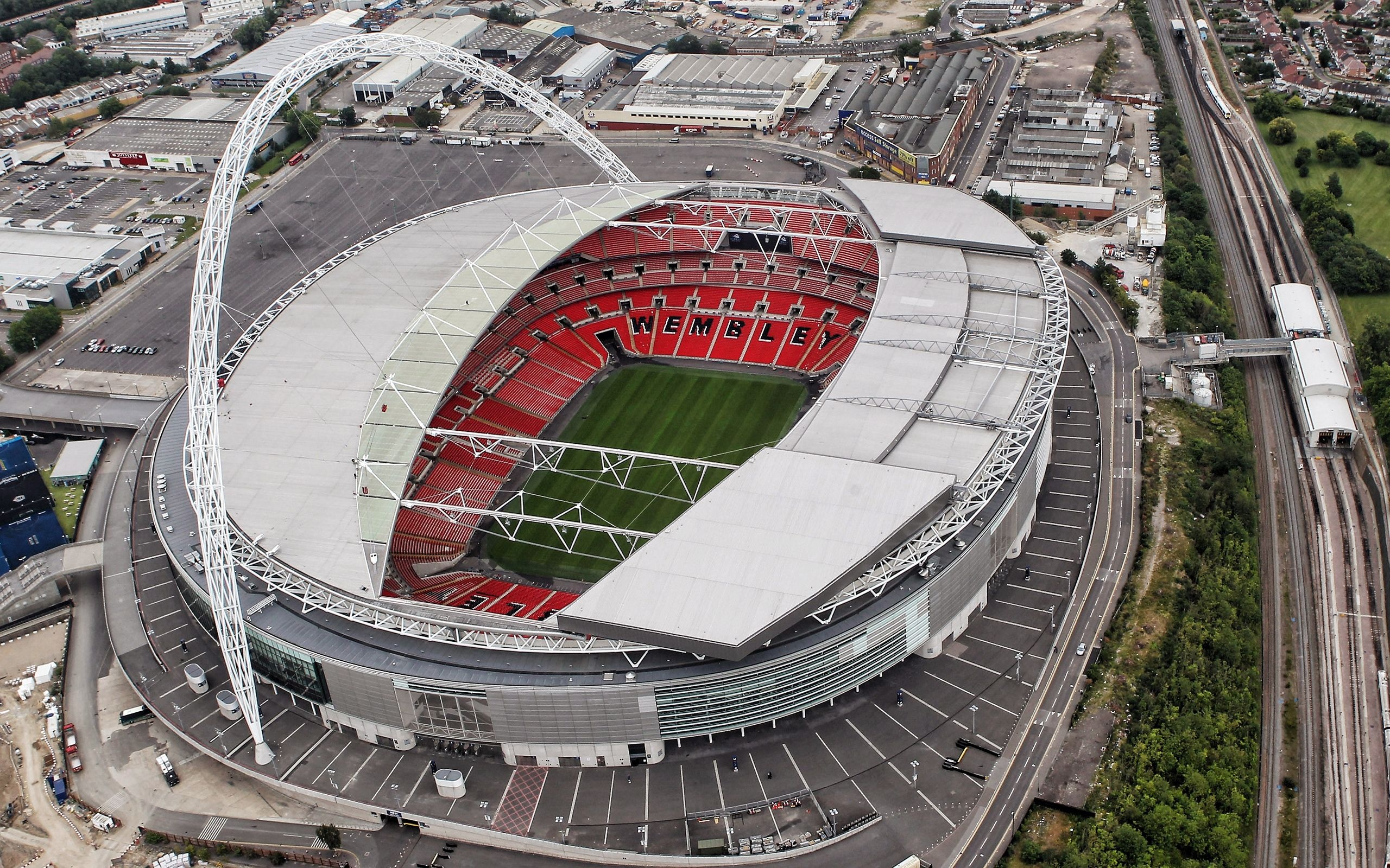 Wembley Stadium: Arena, Located in North London, Aerial view. 2560x1600 HD Wallpaper.