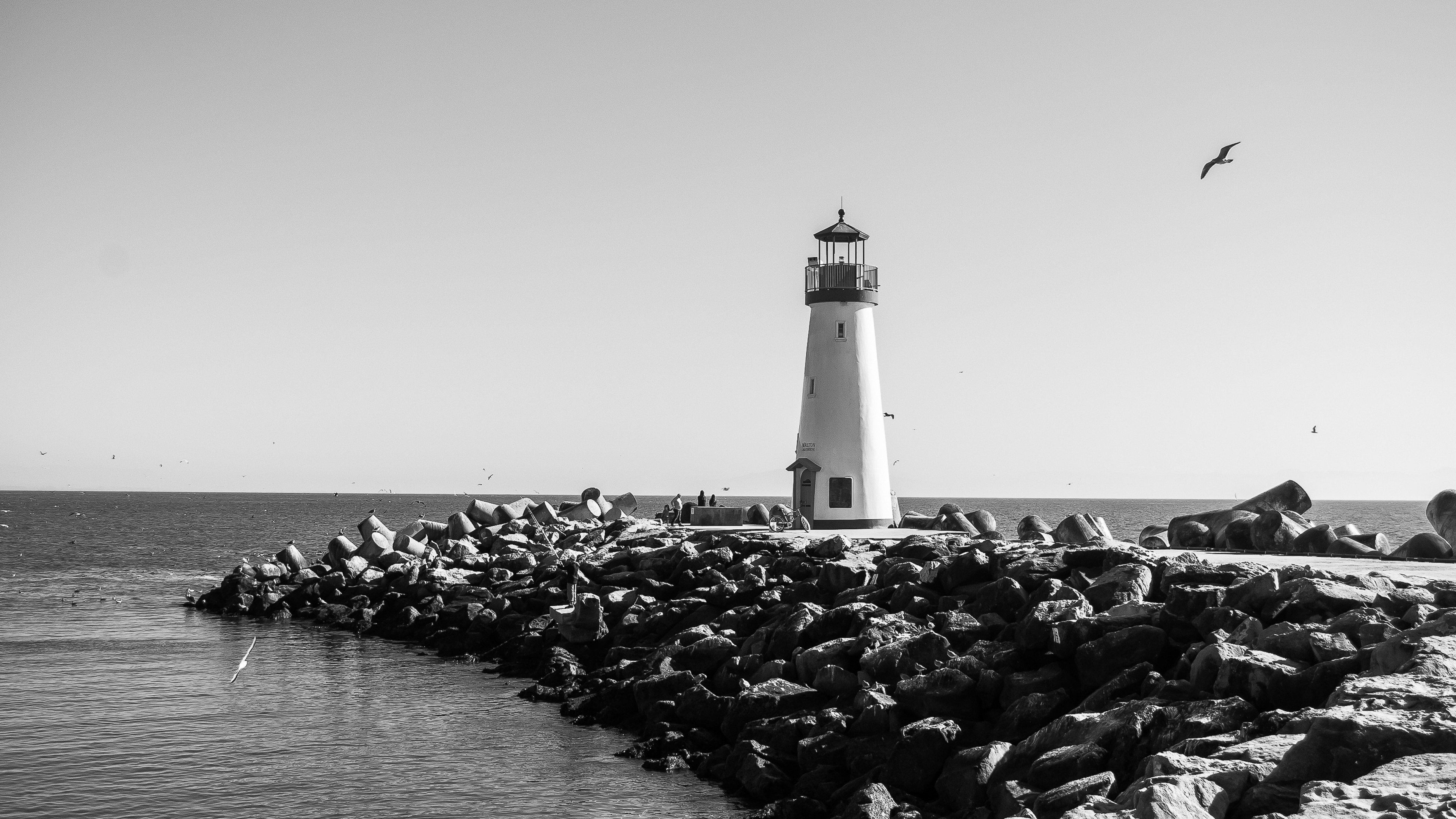 Lighthouse, Black and white, HD wallpaper, Captivating view, 3840x2160 4K Desktop