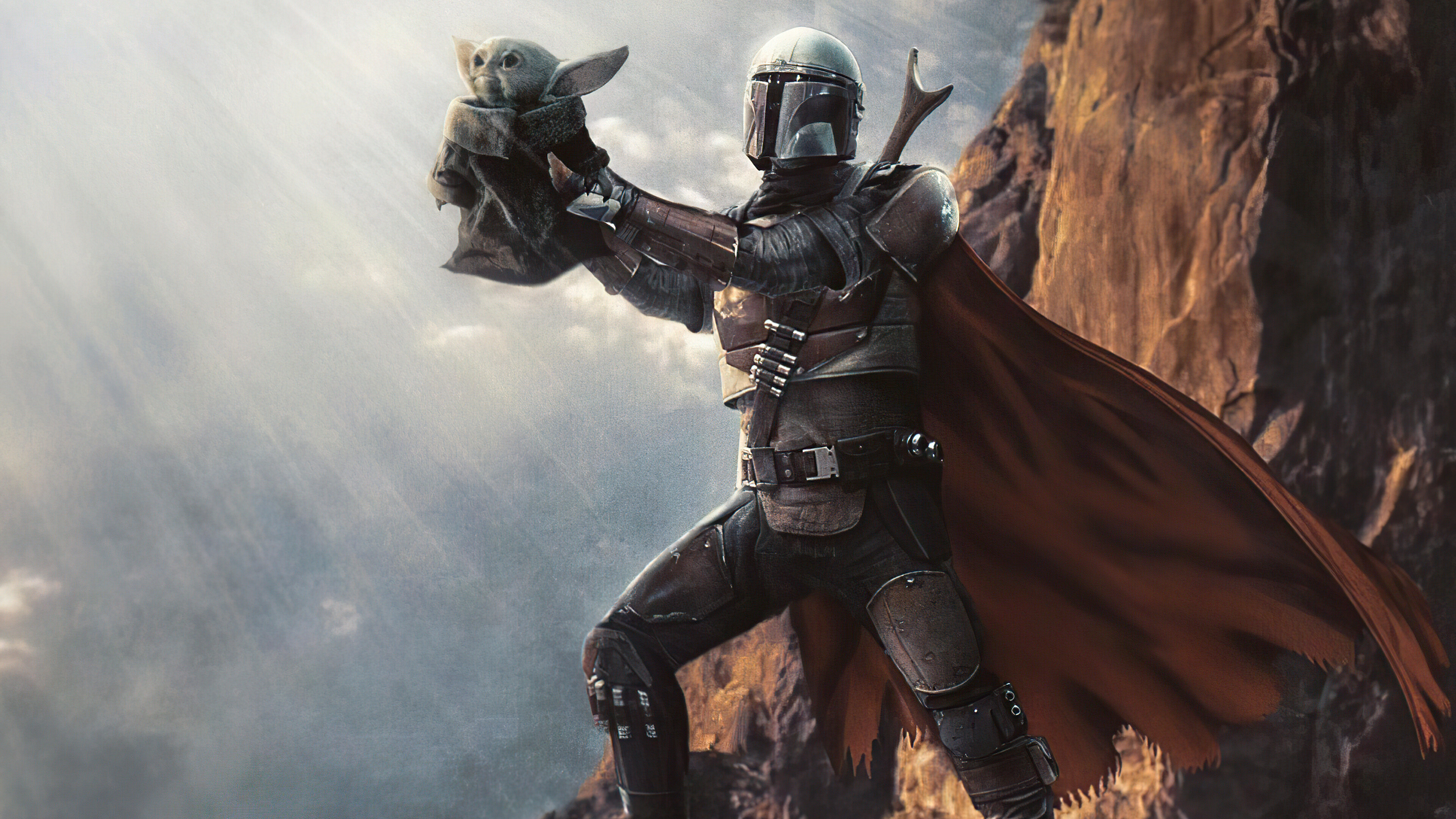 The Mandalorian: An infant of the same species as Yoda, created with animatronics and puppetry. 3840x2160 4K Wallpaper.