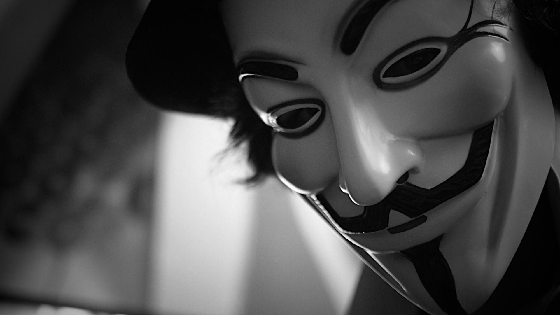 Guy Fawkes Mask: Became associated with the Project Chanology protests against the Church of Scientology. 1920x1080 Full HD Background.