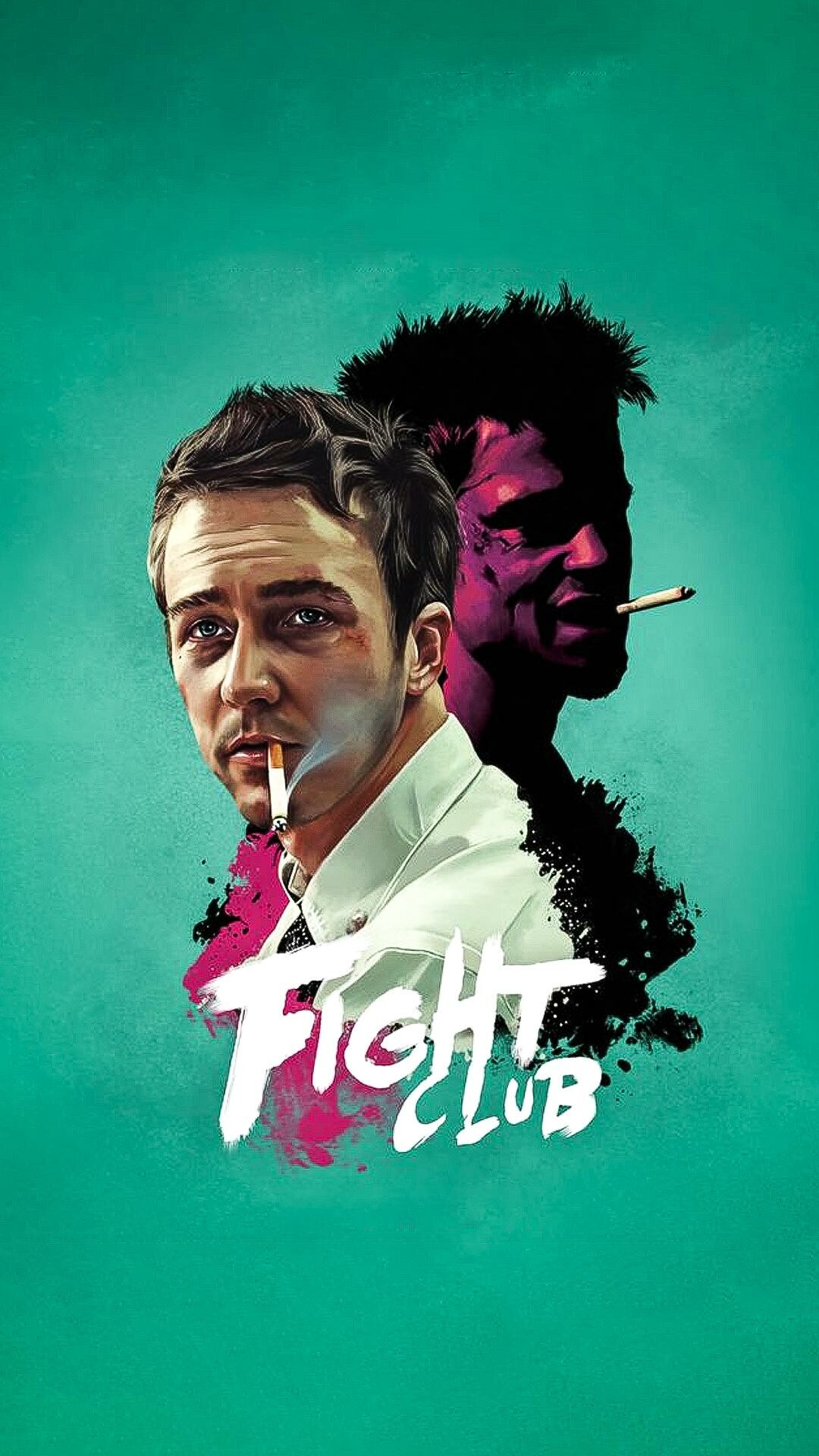 Fight Club: The Narrator does not know that Tyler Durden is actually him. 1080x1920 Full HD Background.
