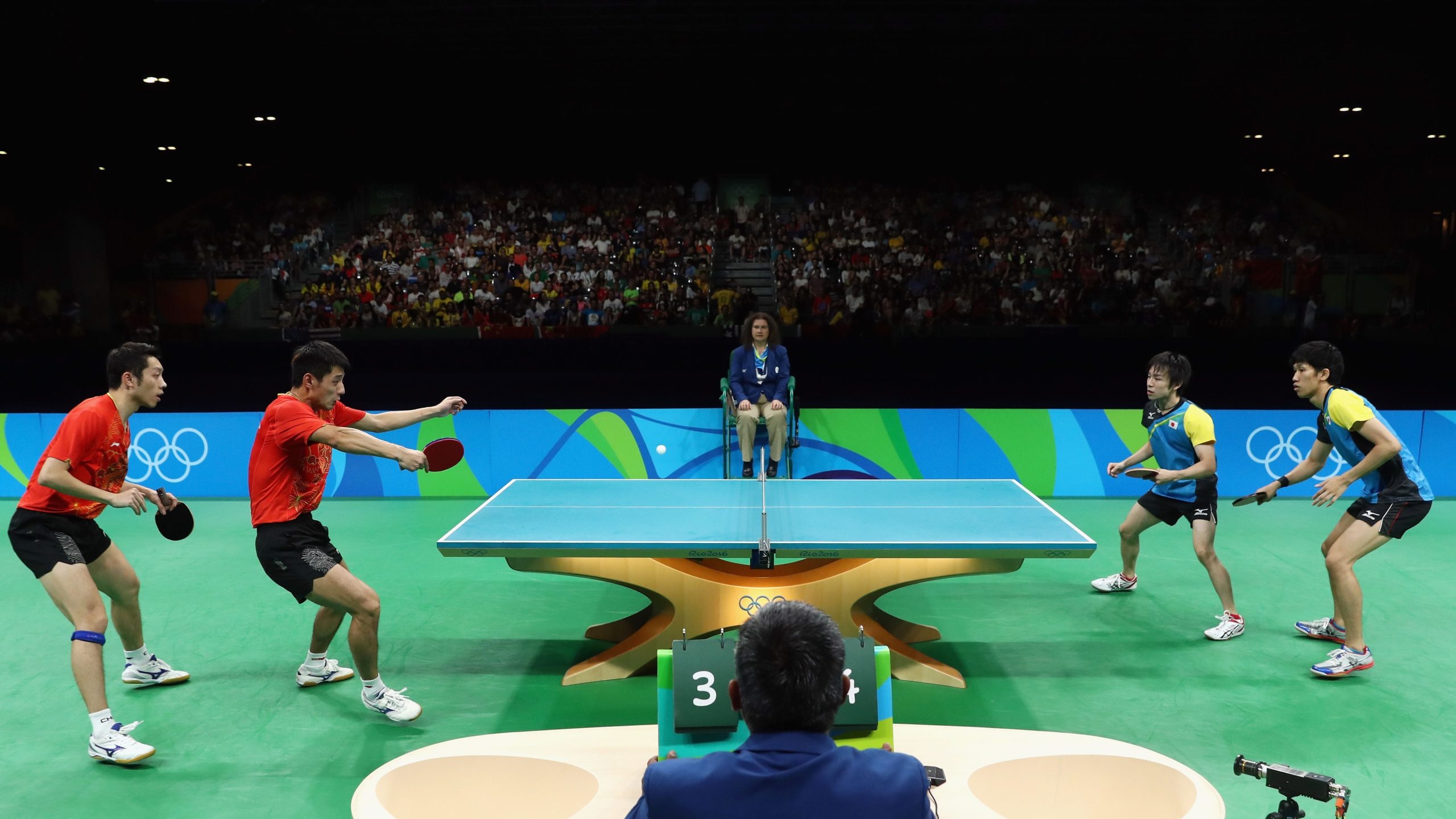 Table Tennis: Men's doubles and team ping-pong event, Tokyo 2020 Summer Olympics. 2560x1440 HD Wallpaper.