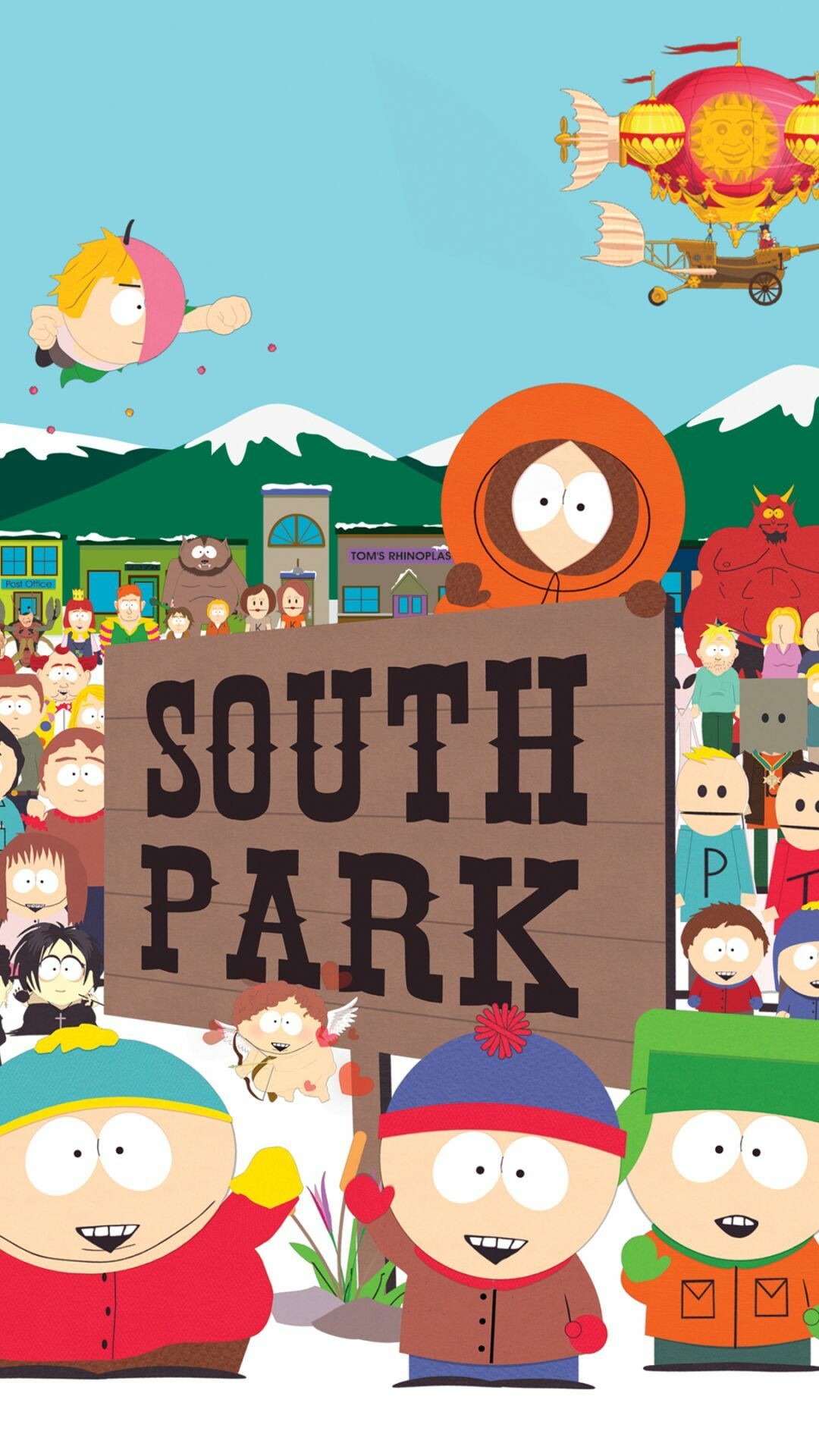 South Park: Animation is inspired by the paper cut-out cartoons in Monty Python's Flying Circus. 1080x1920 Full HD Background.