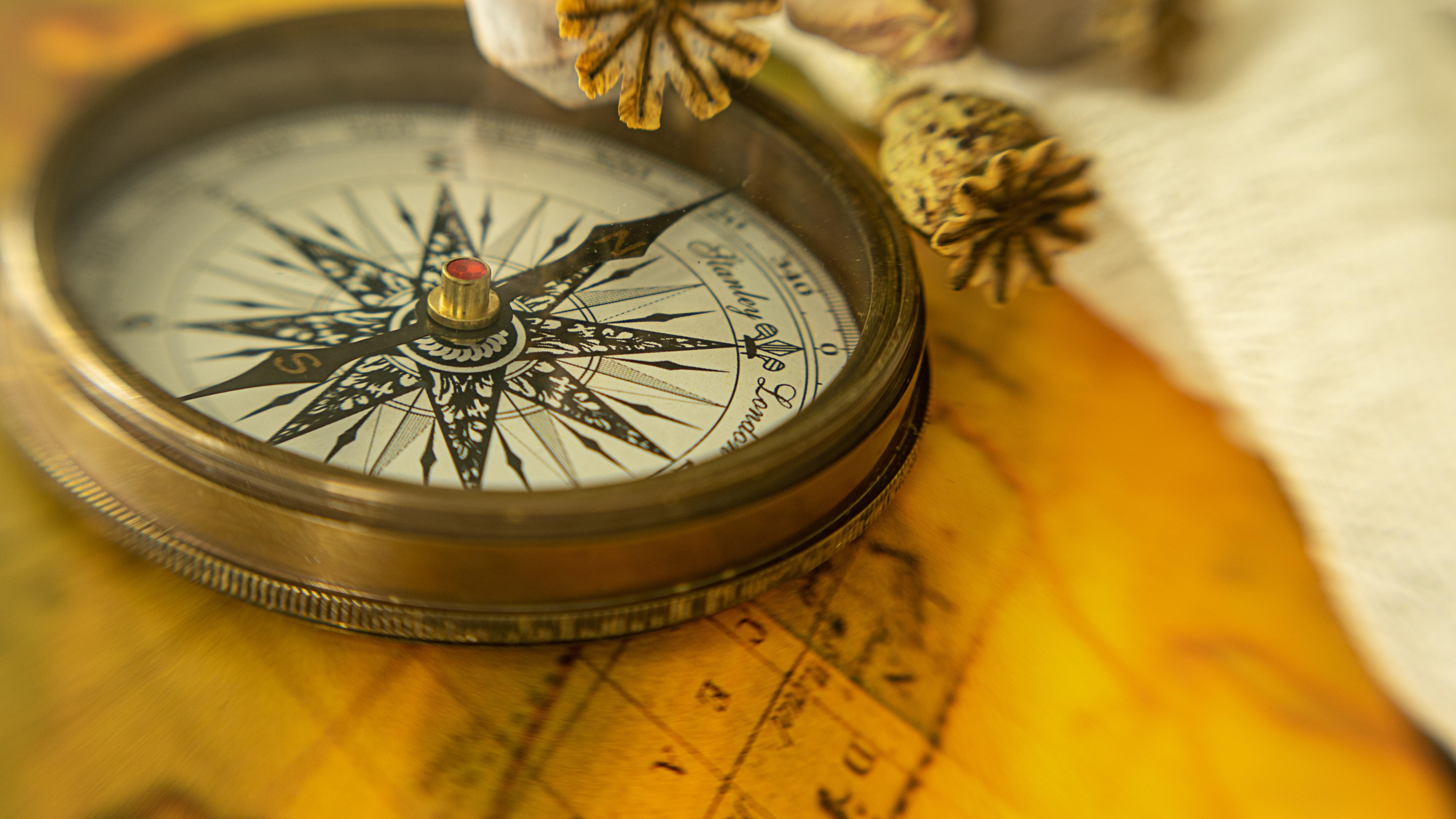 Vintage compass, Wind rose, Travel adventures, Navigational tool, 3840x2160 4K Desktop