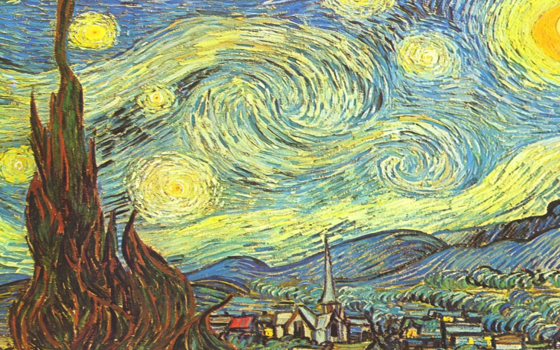 The Starry Night, download Vincent van Gogh wallpaper, high-quality image, home decor, 1920x1200 HD Desktop