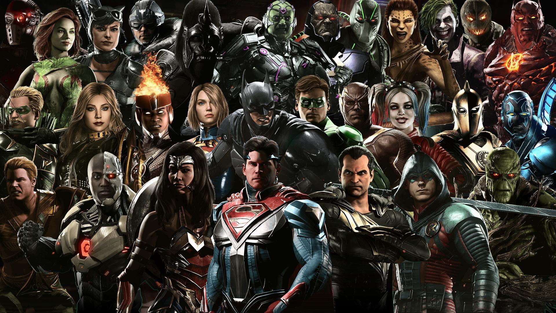 Injustice 2, Full roster, Iconic characters, Gaming lineup, 1920x1080 Full HD Desktop